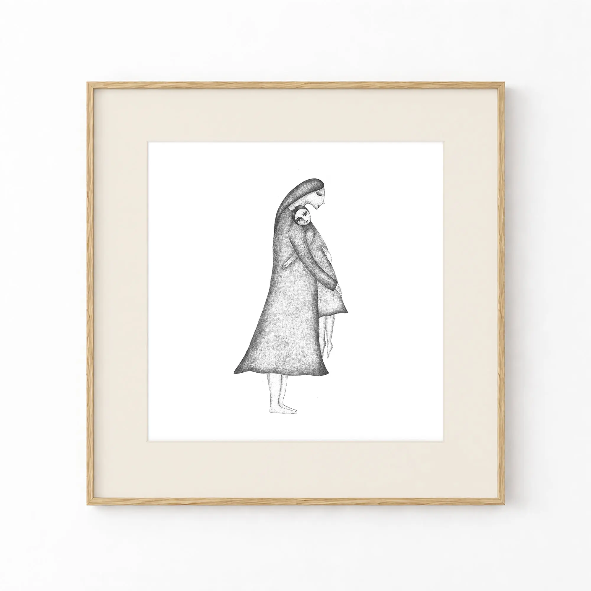 Mother and Child Art Print, Tale ink Series