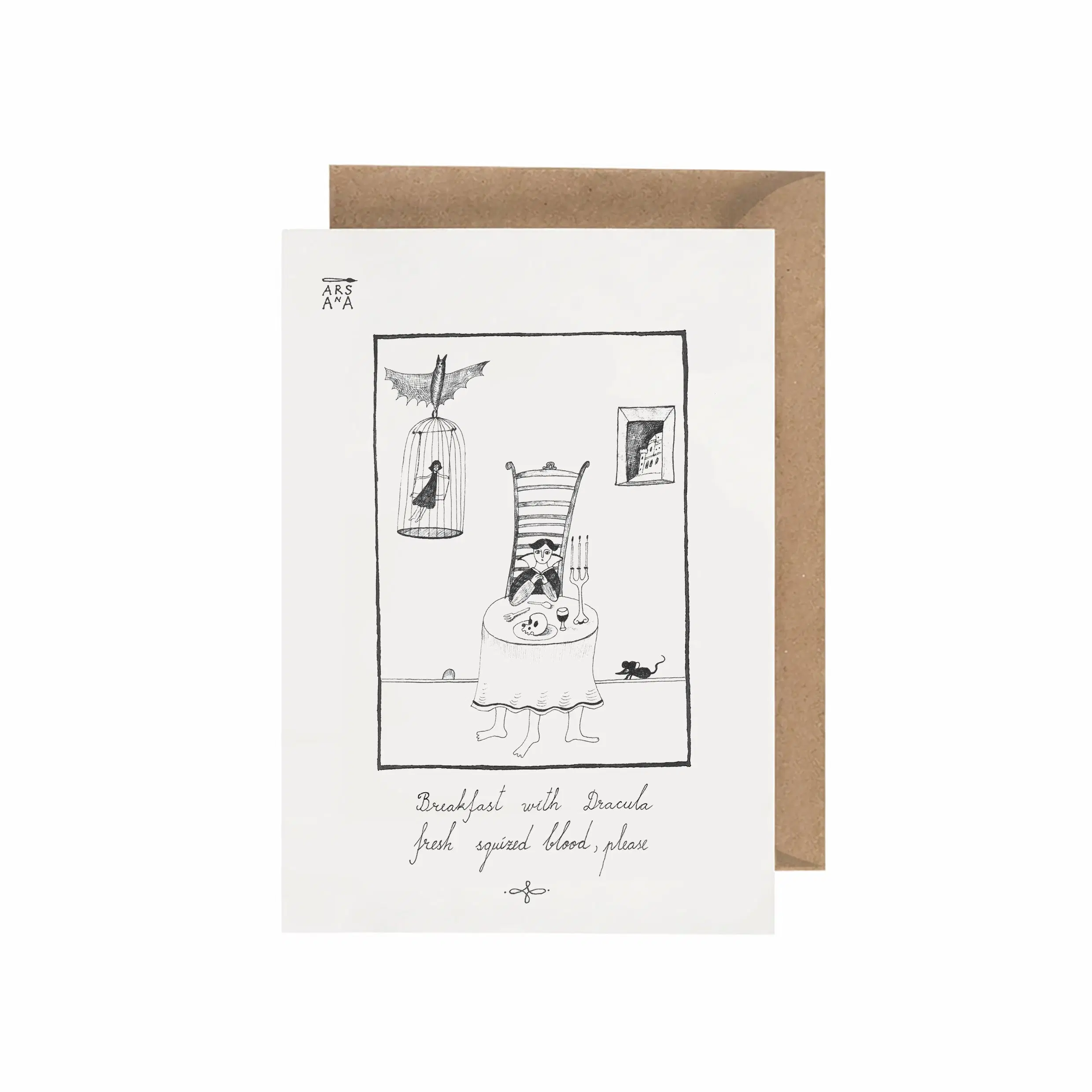 Breakfast with Dracula, Fresh squeezed blood, please, A6 with Recycled Envelope