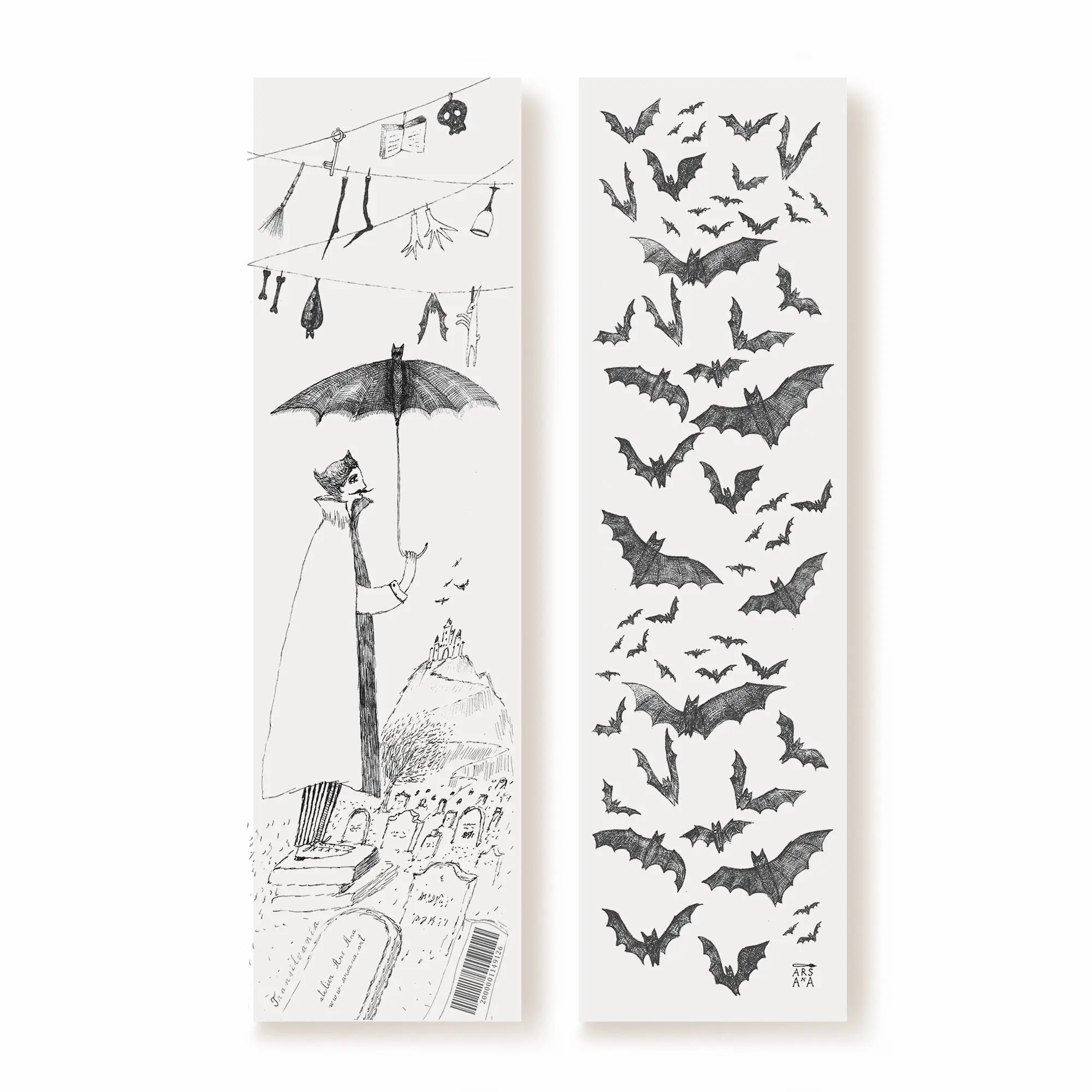 Dracula at Cemetery Bookmark, Illustrated Literary Gift for Book Lovers