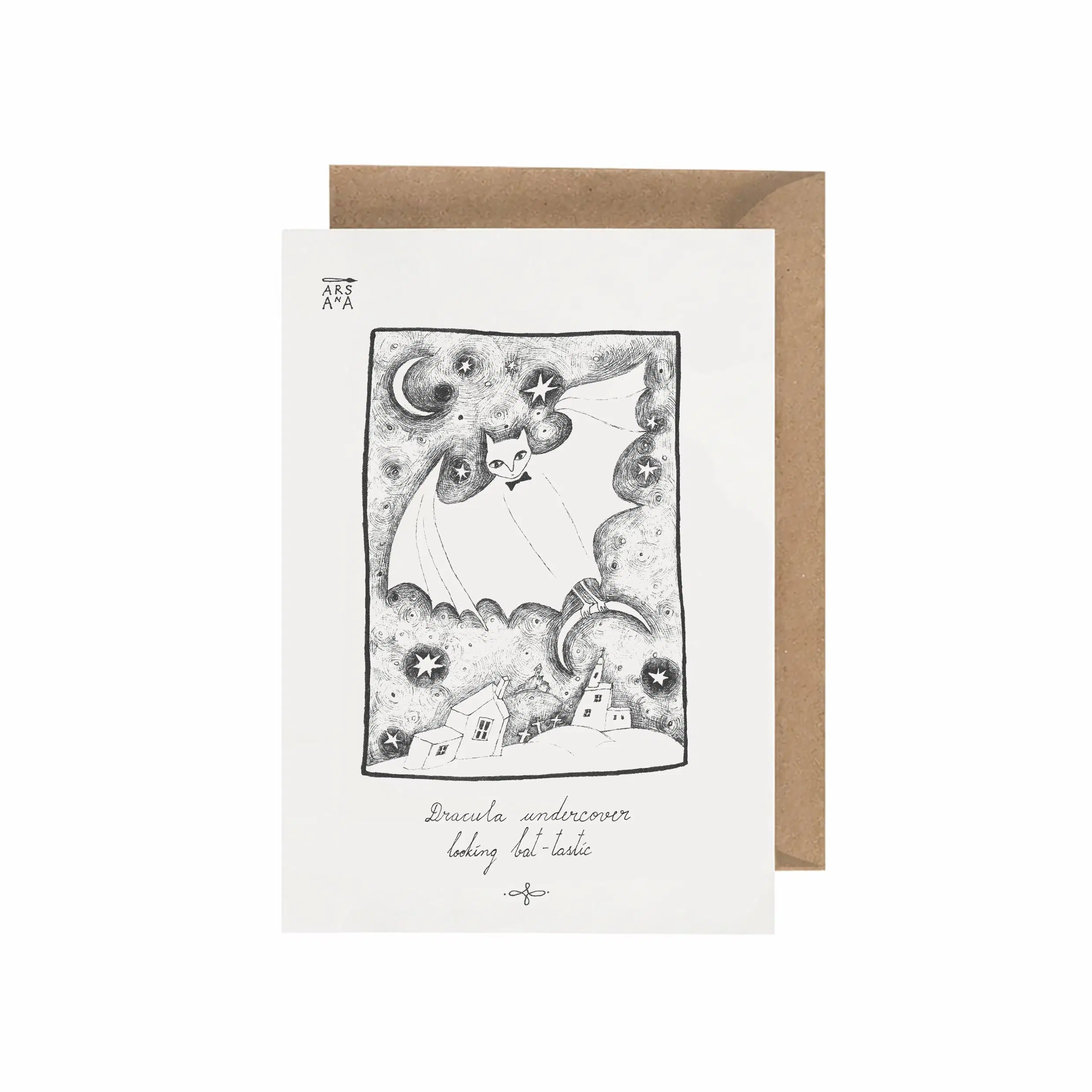 Dracula undercover, looking bat-tastic, A6 with Recycled Envelope