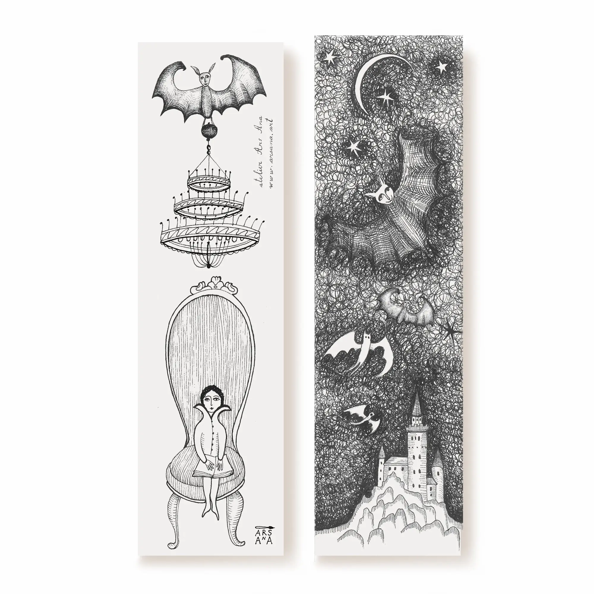 Gothic Bookmark, Illustrated Literary Gift for Book Lovers