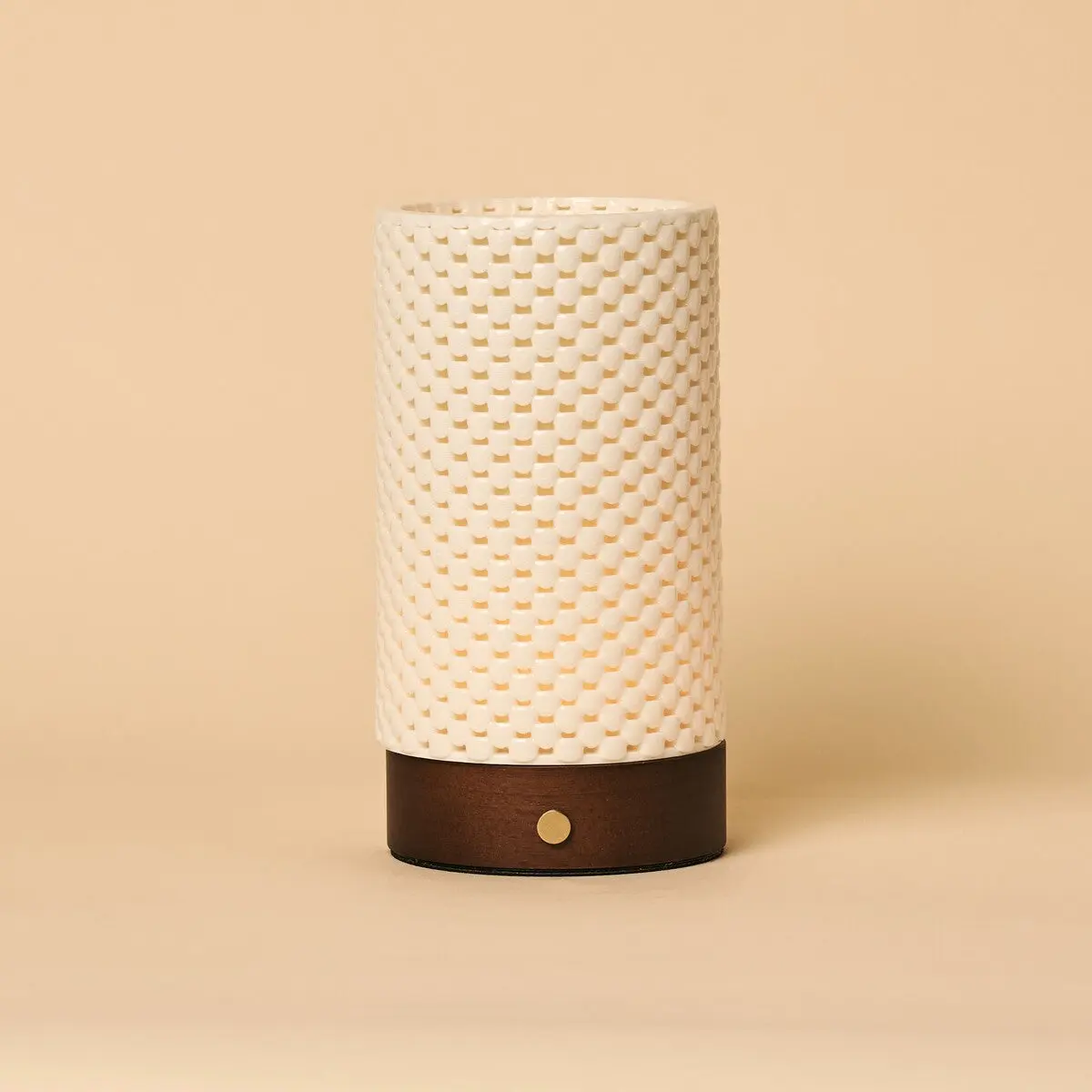Luna Dark Brown Wooden Rechargeable Table Lamp | 3D-Printed Porcelain, Dimmable & Up to 100 Hours of Battery Life
