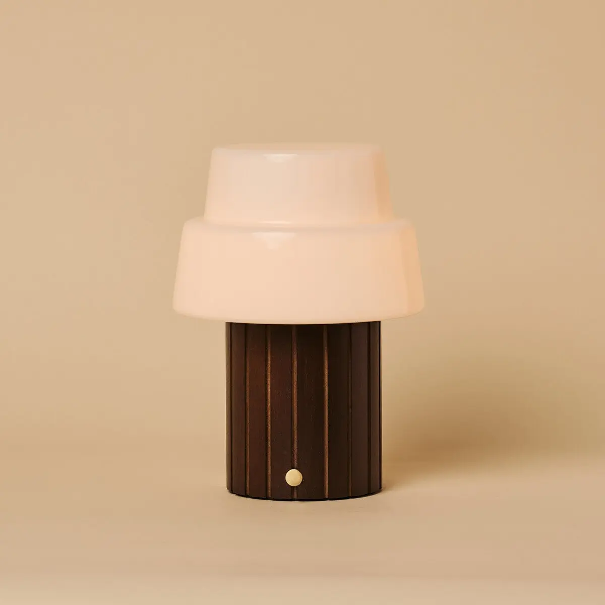 Lio Dark Brown Rechargeable Table Lamp | Cordless, 3 Light Modes & Glass Lampshade