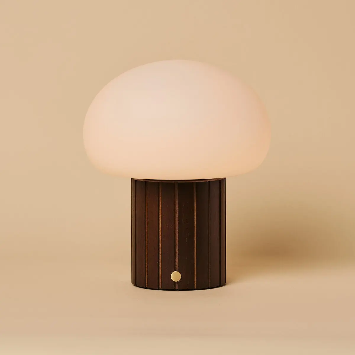Pieter Dark Brown Rechargeable Table Lamp | Cordless, 3 Light Modes & Glass Lampshade