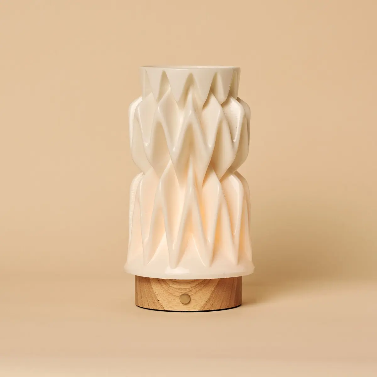 Vento Light Brown Wooden Rechargeable Table Lamp | 3D-Printed Porcelain, Dimmable & 3 Light Modes
