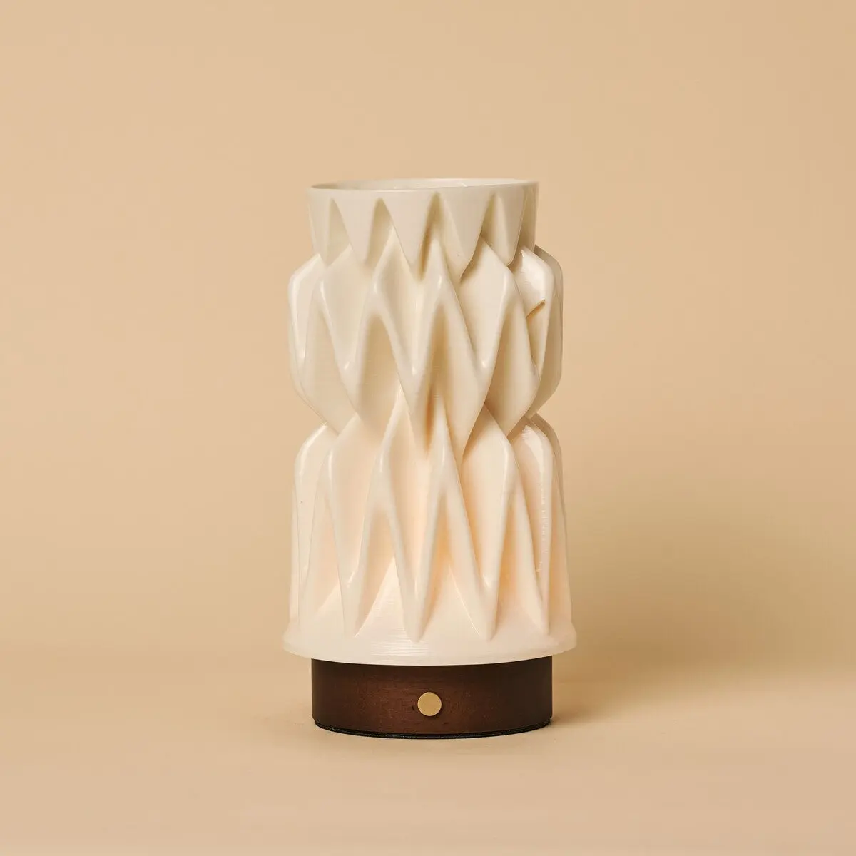 Vento Dark Brown Wooden Rechargeable Table Lamp | 3D-Printed Porcelain, Dimmable & 3 Light Modes