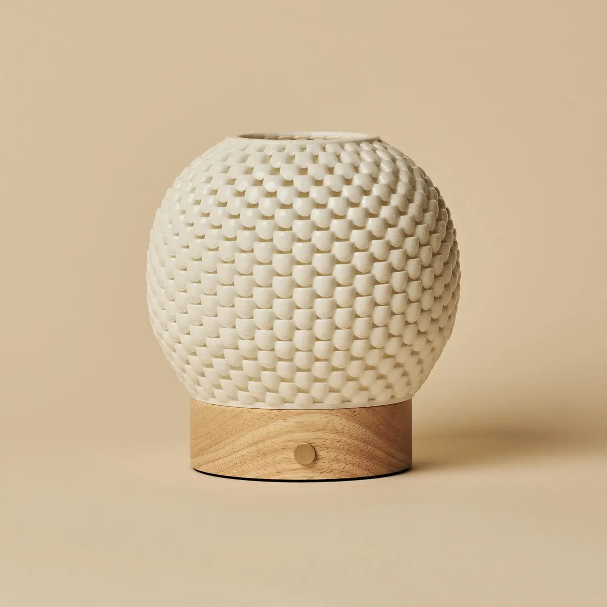 Mare Light Brown Wooden Rechargeable Table Lamp | 3D-Printed Porcelain, Dimmable & Up to 100 Hours of Battery Life