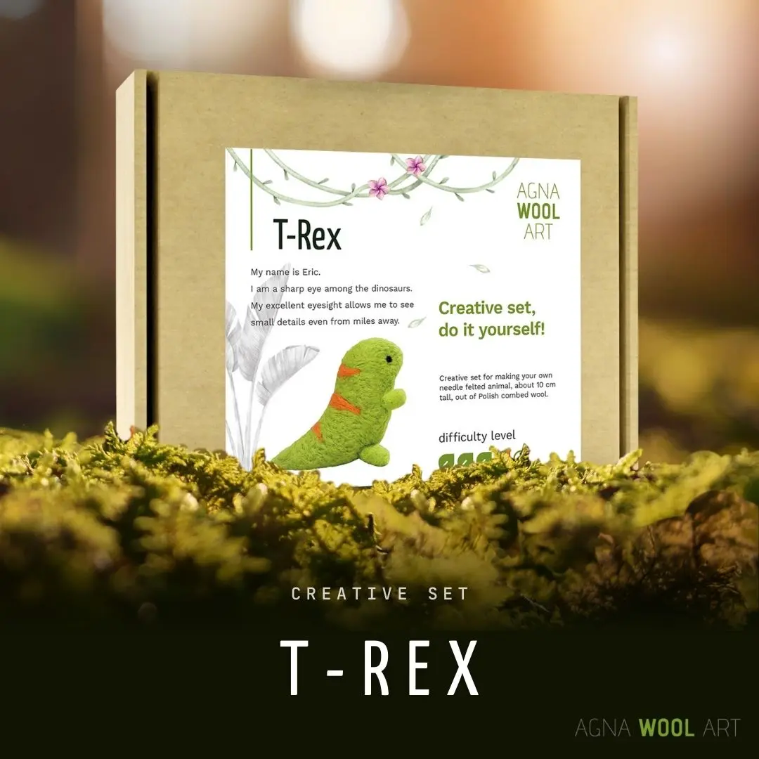 T-Rex Needle Felting Kit – Step-by-Step Premium Wool Craft Kit