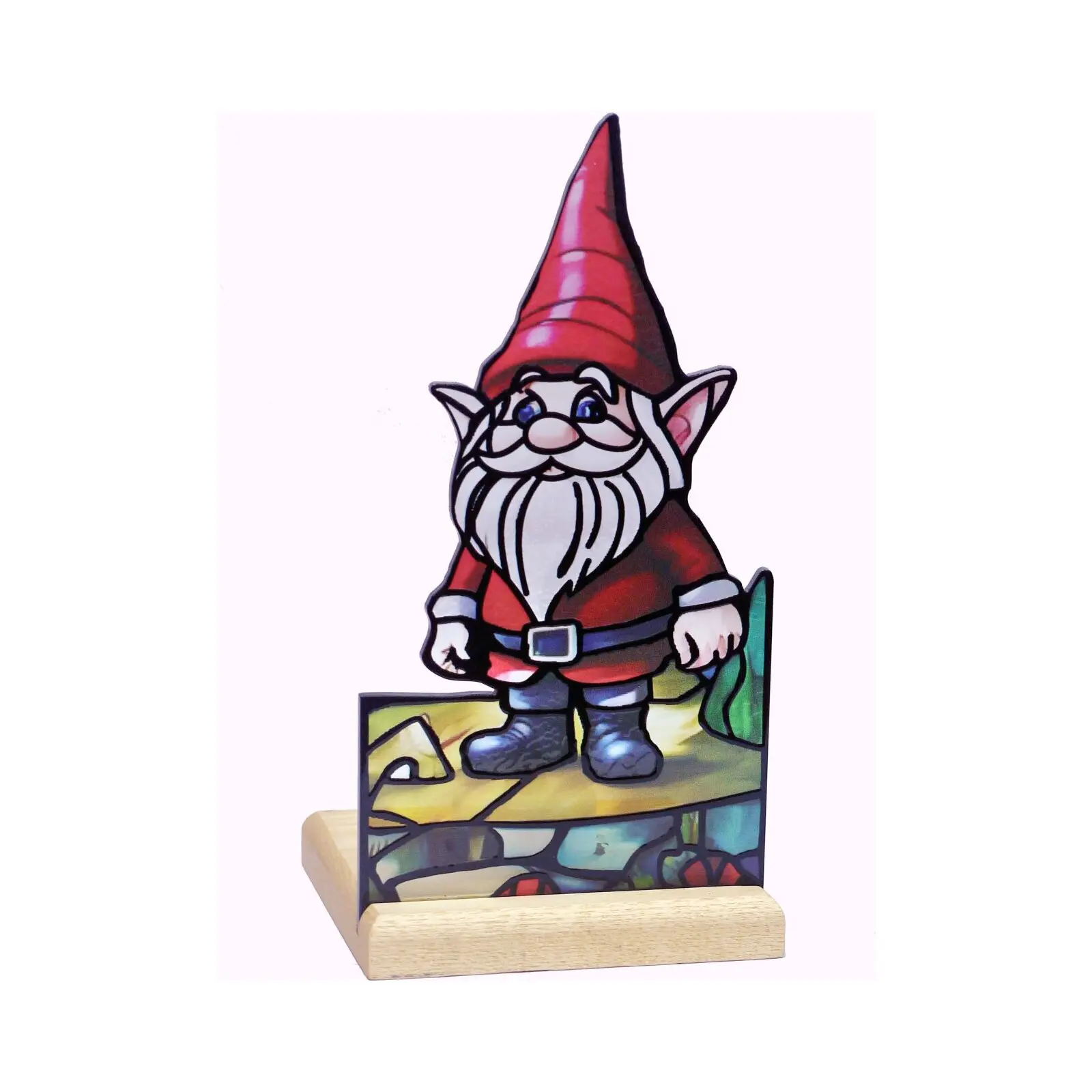 Teelichthalter mit Holzsockel, Kabouter Art Light, 25001GM, 10,3 × 10,3 × 17,5 cm