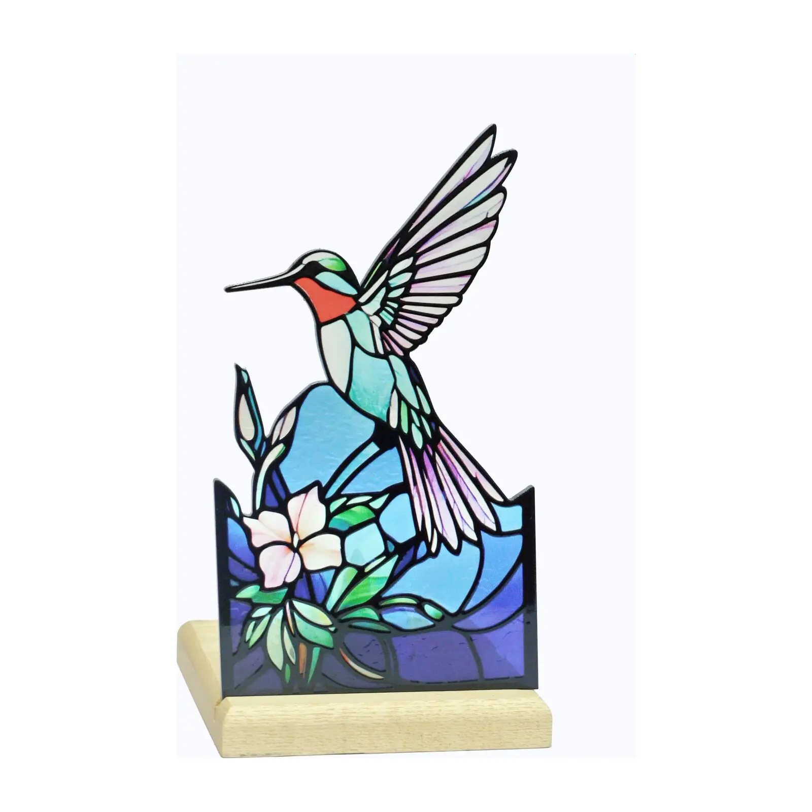 Teelichthalter mit Holzsockel Kolibri, Art Light, 25001HB, 10,3 × 10,3 × 18,3 cm