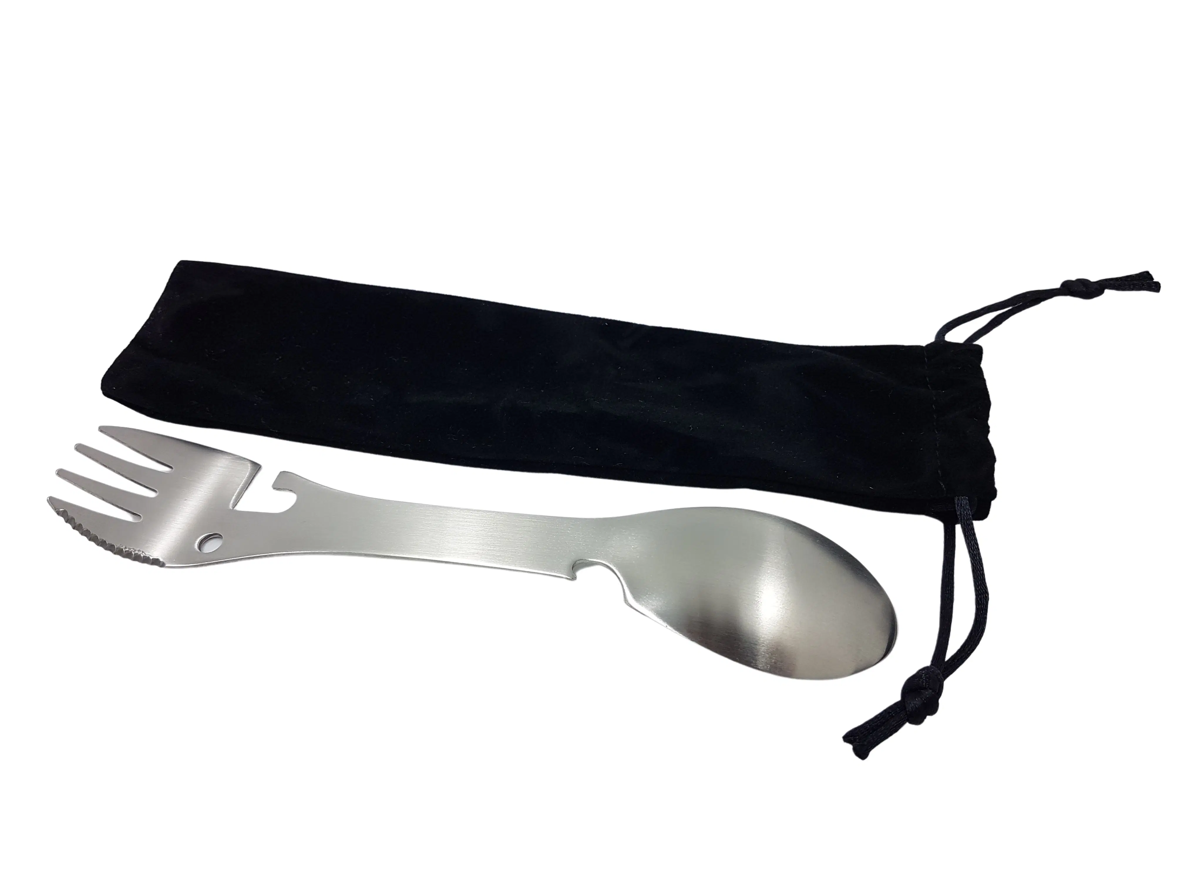 Edelstahl Multifunktion Göffel „Mampfi“, inkl. Tasche