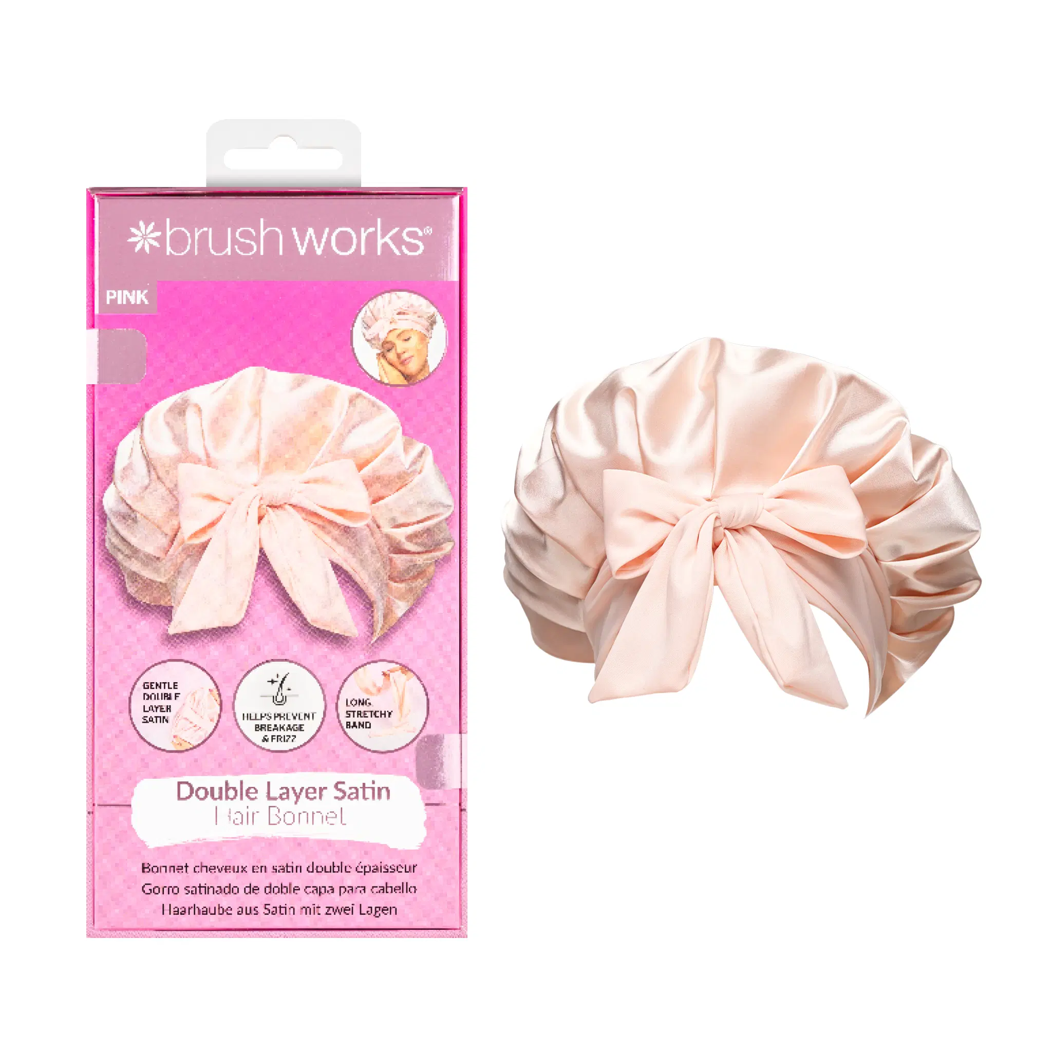 Brushworks Doppellagige Satin-Hauben – Ballettrosa