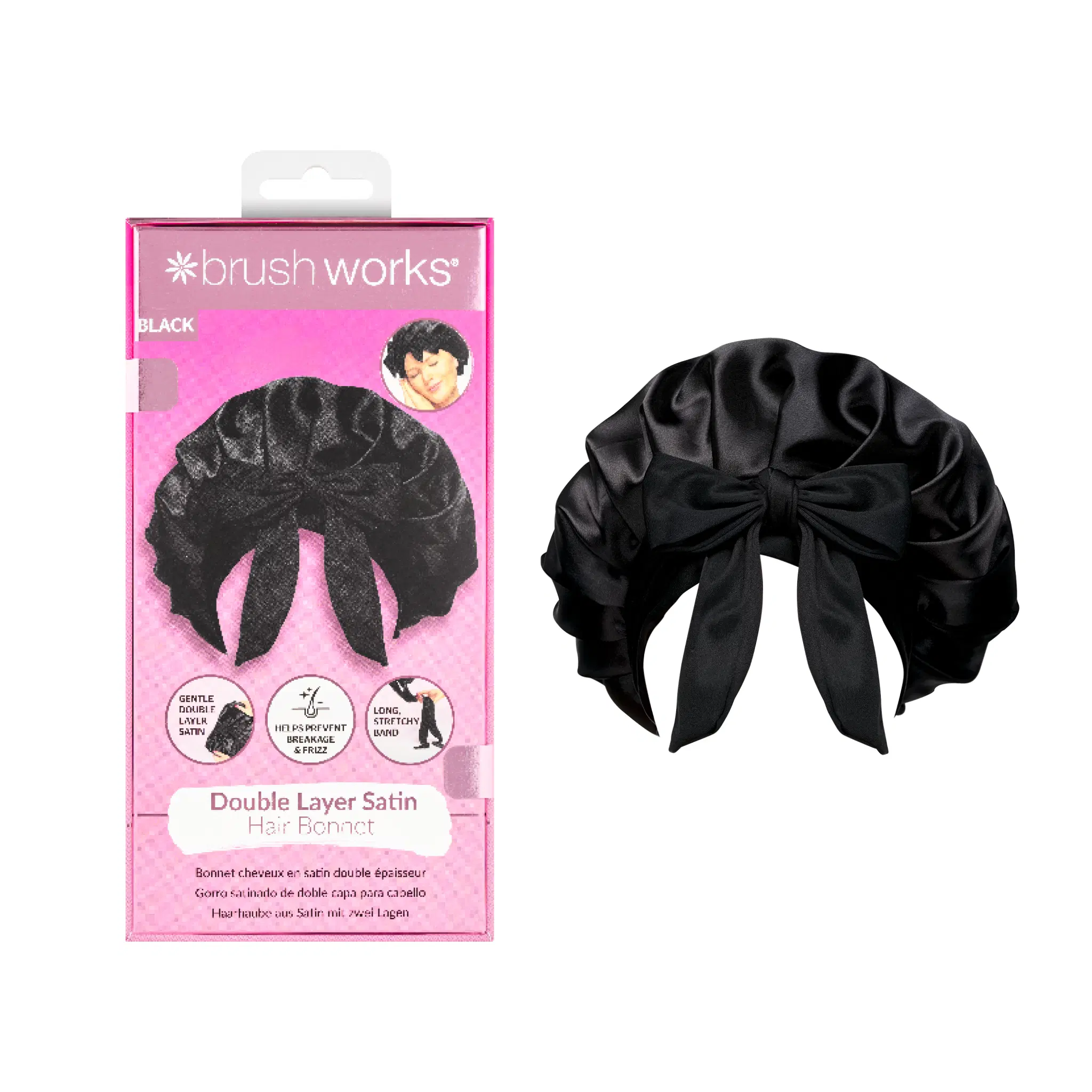 Brushworks Doppellagige Satin-Hauben – Schwarz
