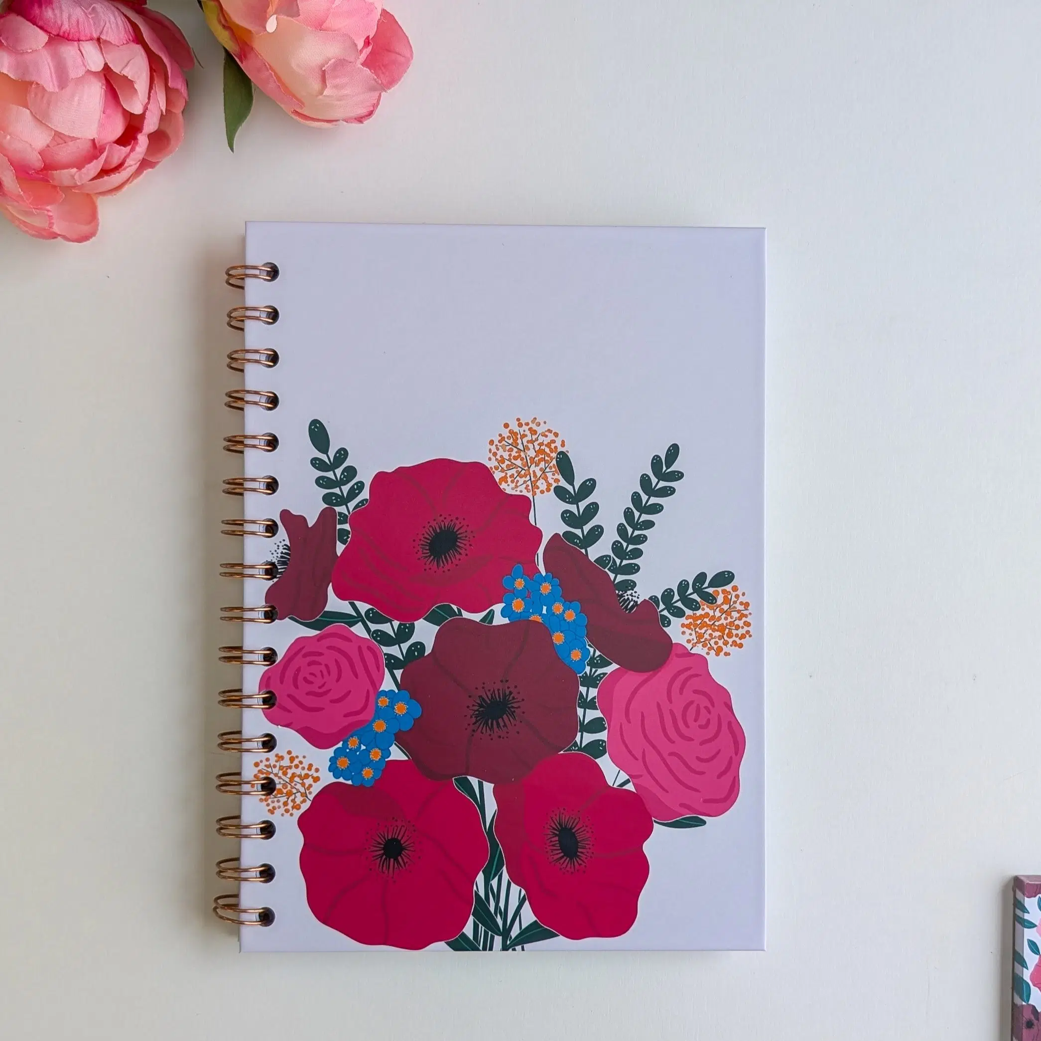 A5 Notebook - Spiral Bound - Anemones & Roses