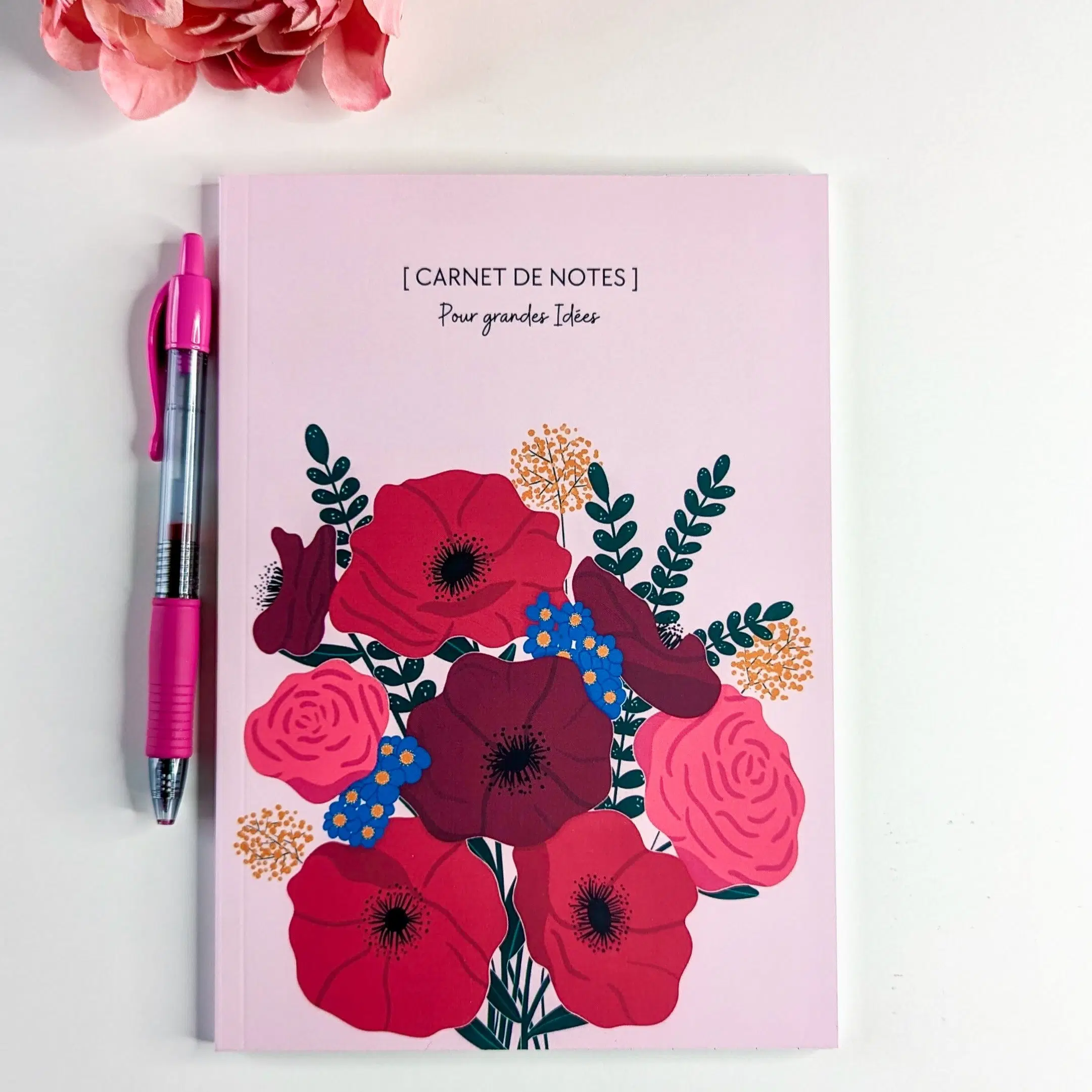 A5 Notebook - Glued Binding - Anemones & Roses