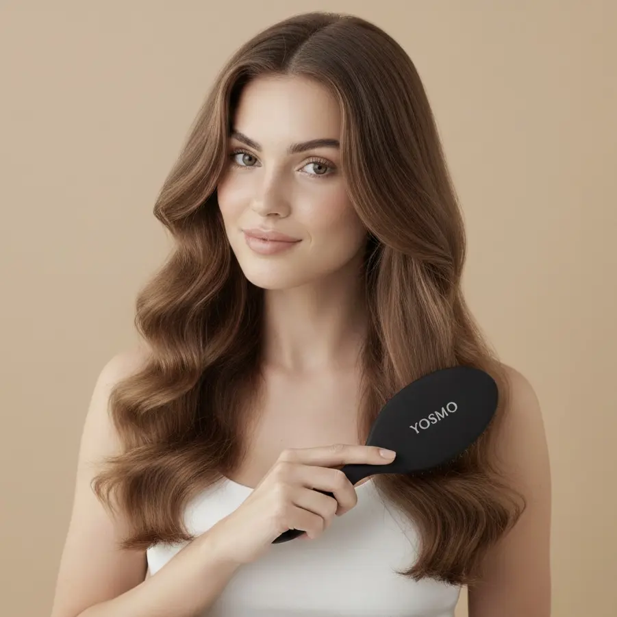 Spazzola per capelli YOSMO Eclat Ultimate Shine | Spazzola districante con setole di cinghiale di alta qualità per capelli lucenti