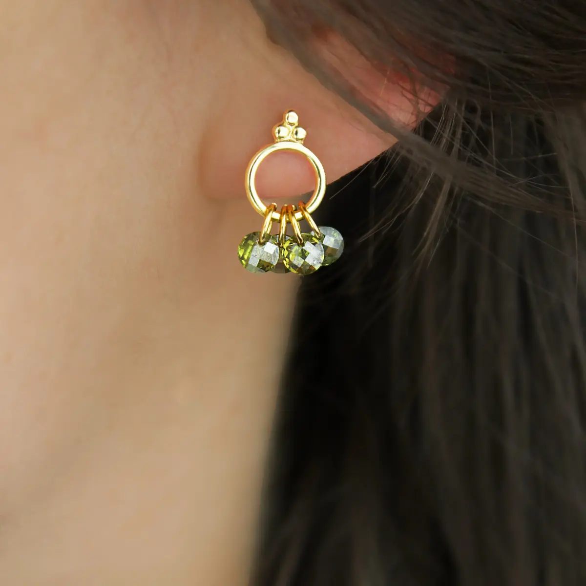Stainless steel and cubic zirconia rhinestone ear jewelry - Minimalist earrings