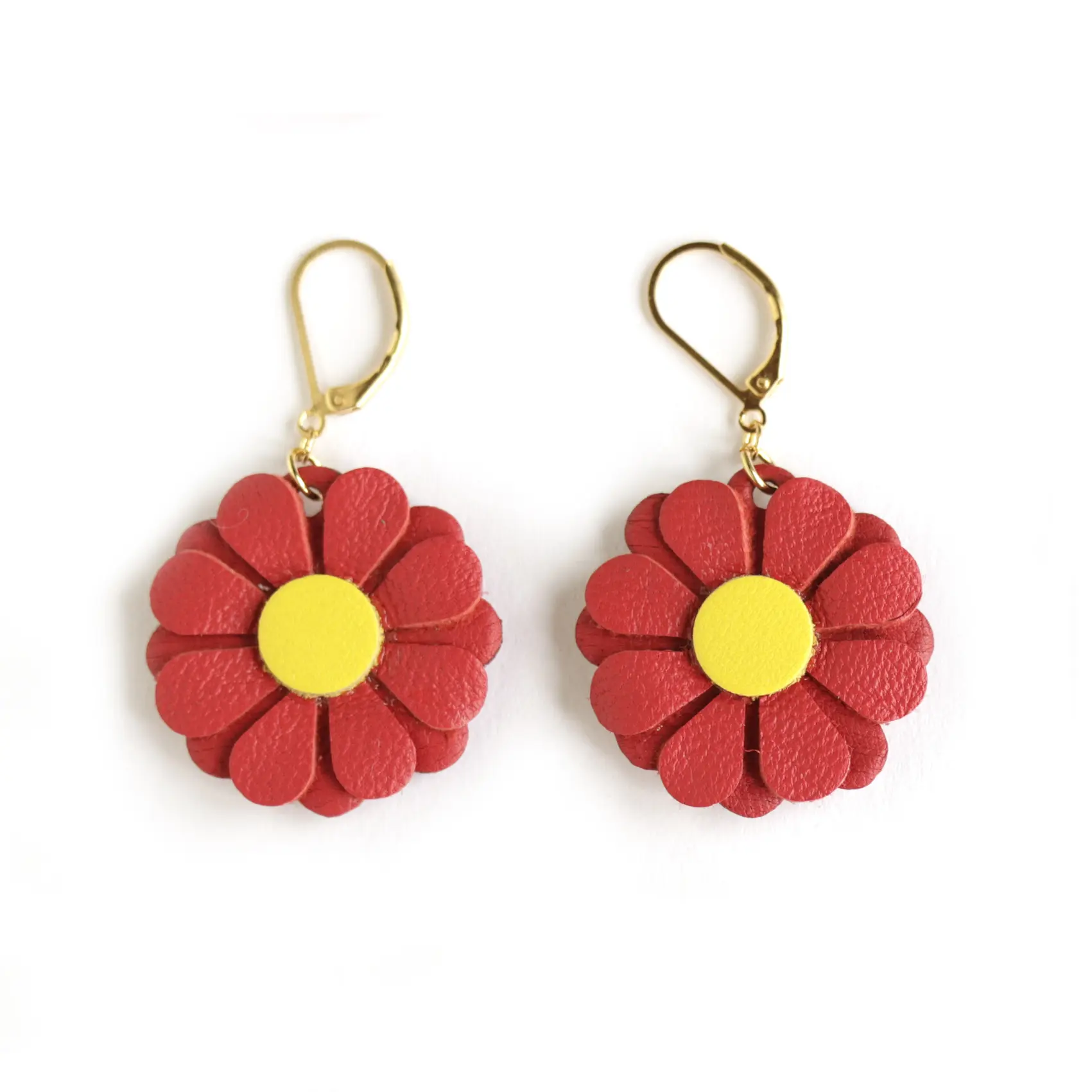 Red and Yellow Daisy Earrings