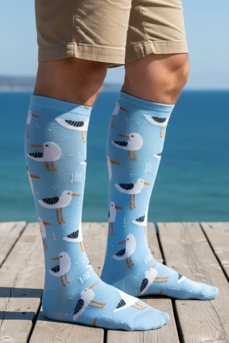 COMPRESSION knee-highs with seagulls