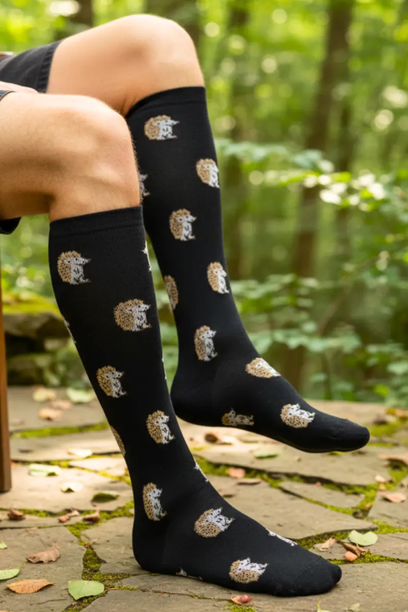 COMPRESSION knee-highs with hedgehogs