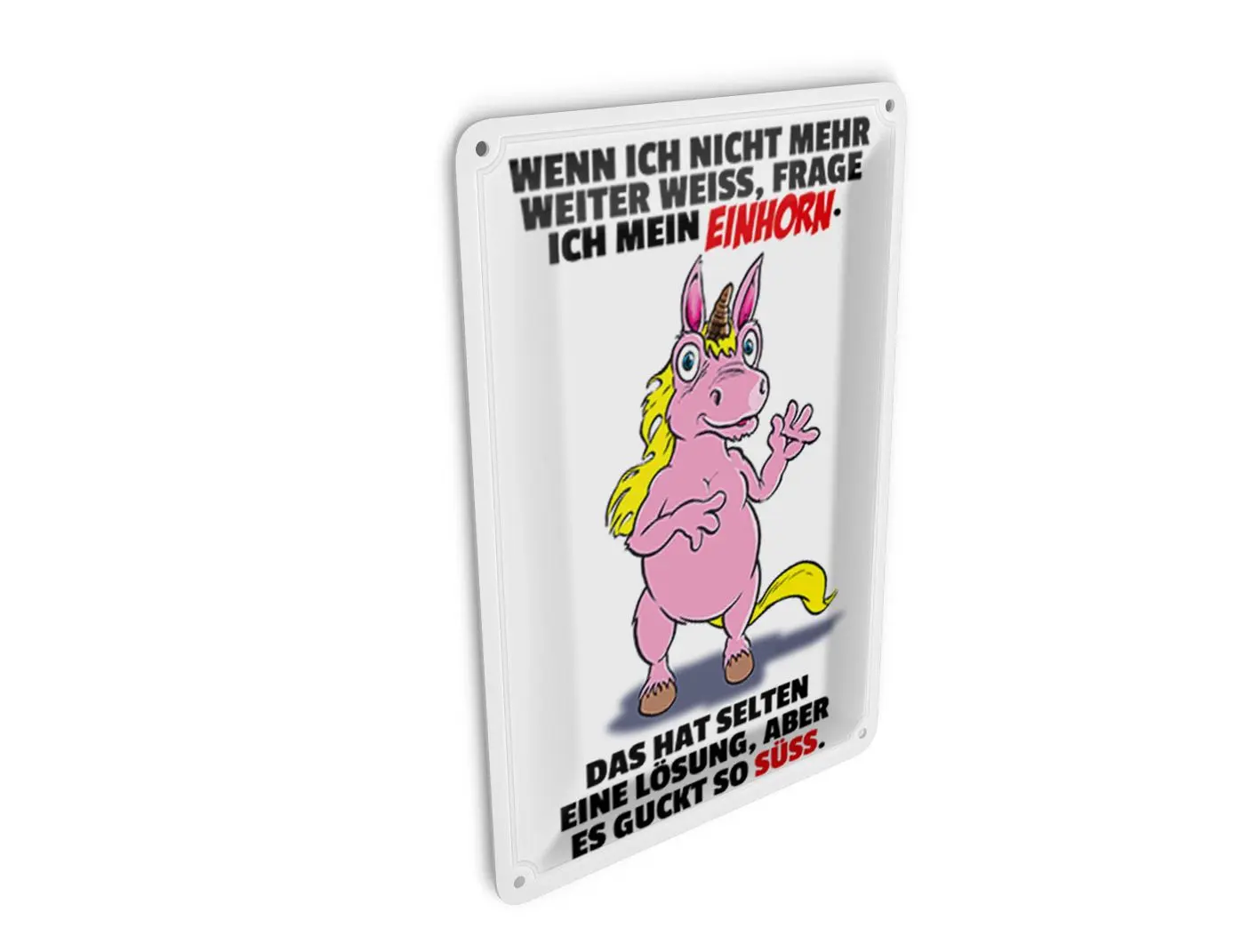 Metal postcard with saying, 10x14 cm. If I ask my unicorn... (Metal decoration sign)