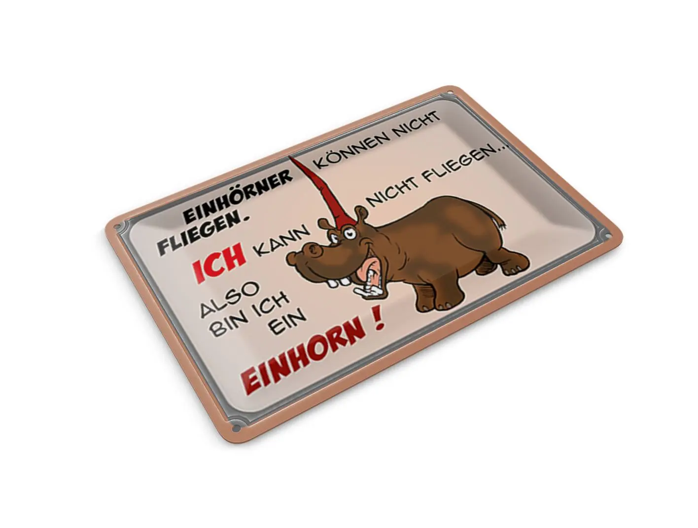 Tin postcard animals 14x10 cm can't fly I'm a unicorn decoration sign