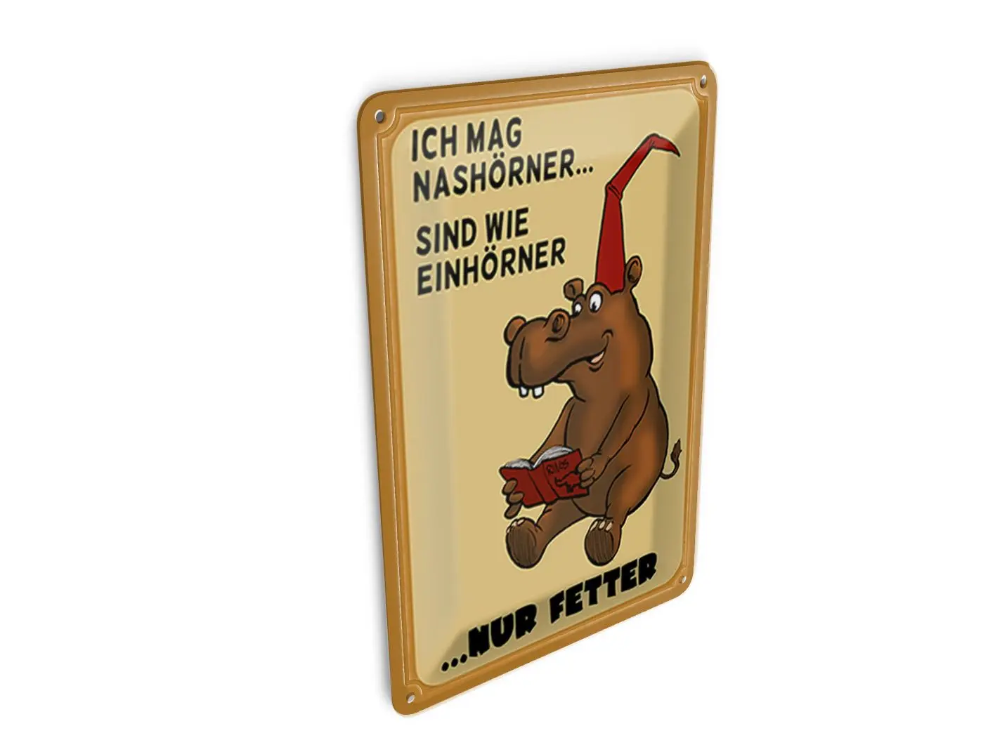 Tin postcard animals 10x14 cm likes rhinos are like unicorns decorative sign