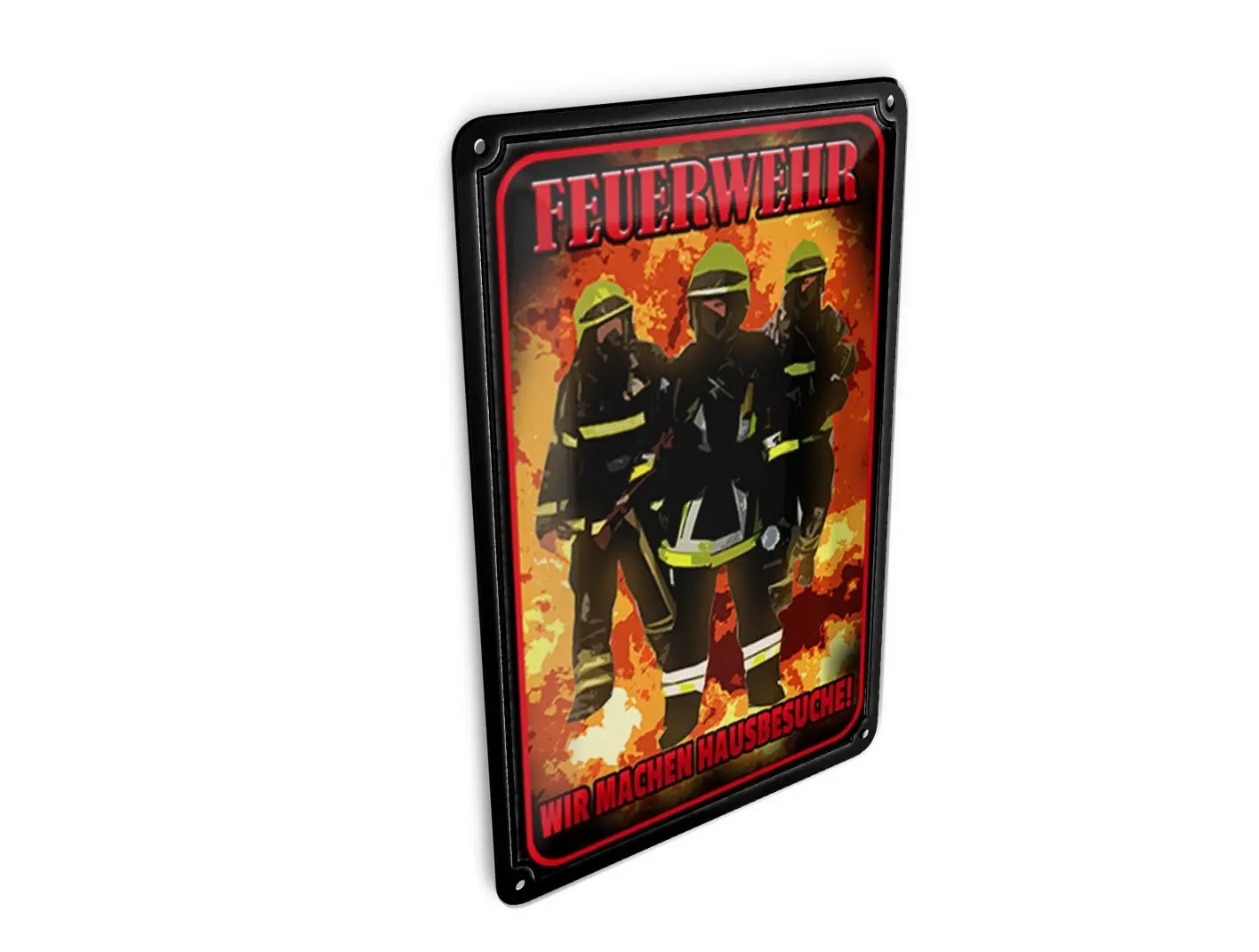 Tin postcard with saying, 10x14cm, Fire department, we make house calls, decorative sign