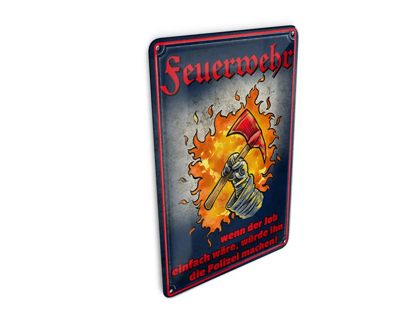 Tin postcard with saying, 10x14 cm, firefighters, if the job were easy, decorative sign