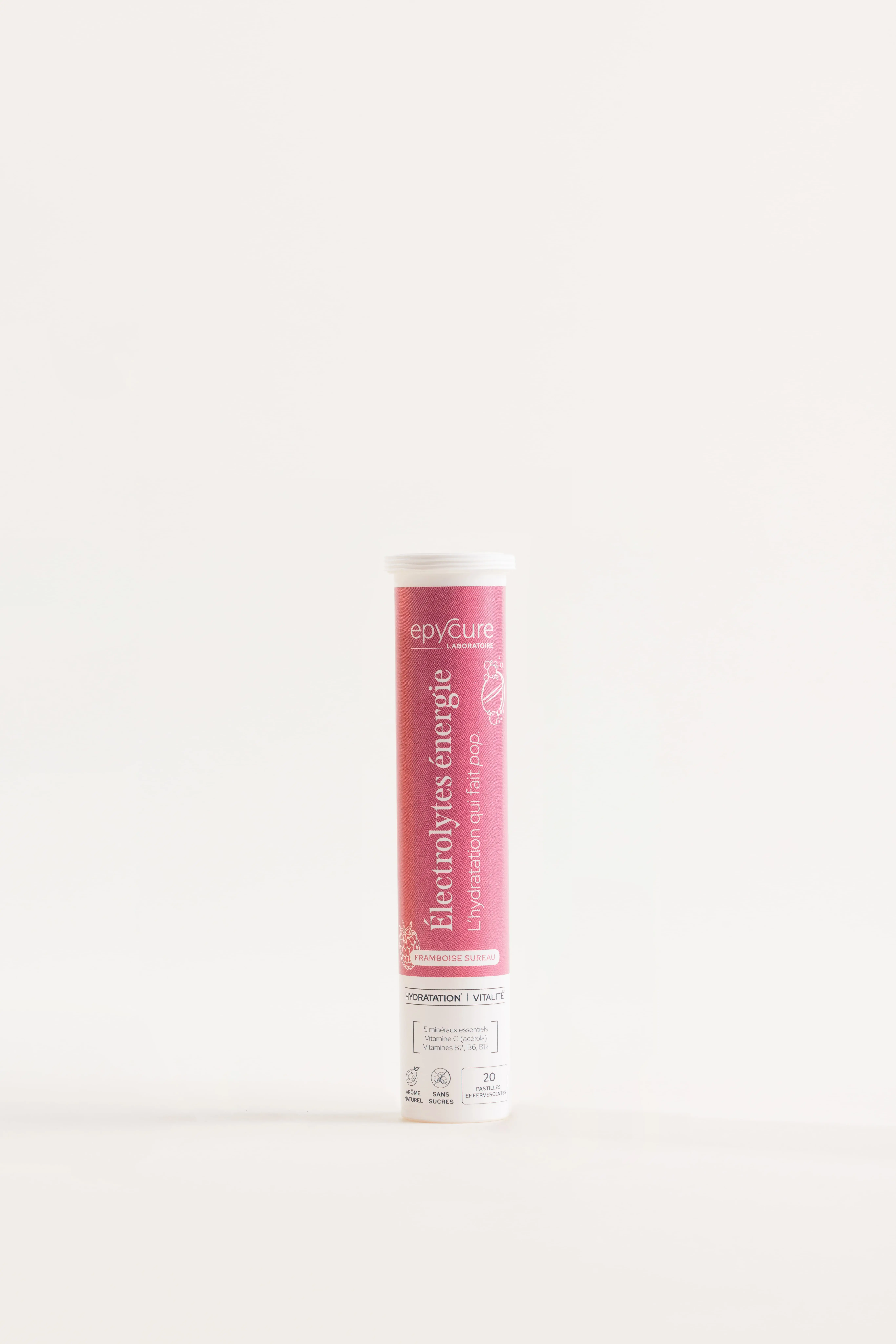 ELECTROLYTES ~ Goût FRAMBOISE SUREAU | HYDRATATION, ENERGIE, SPORT, ANTI-FATIGUE, RECUPERATION PHYSIQUE - 1 à 2 PASTILLES / JOURS (DANS SON PRESENTOIR X 8 UNITES)