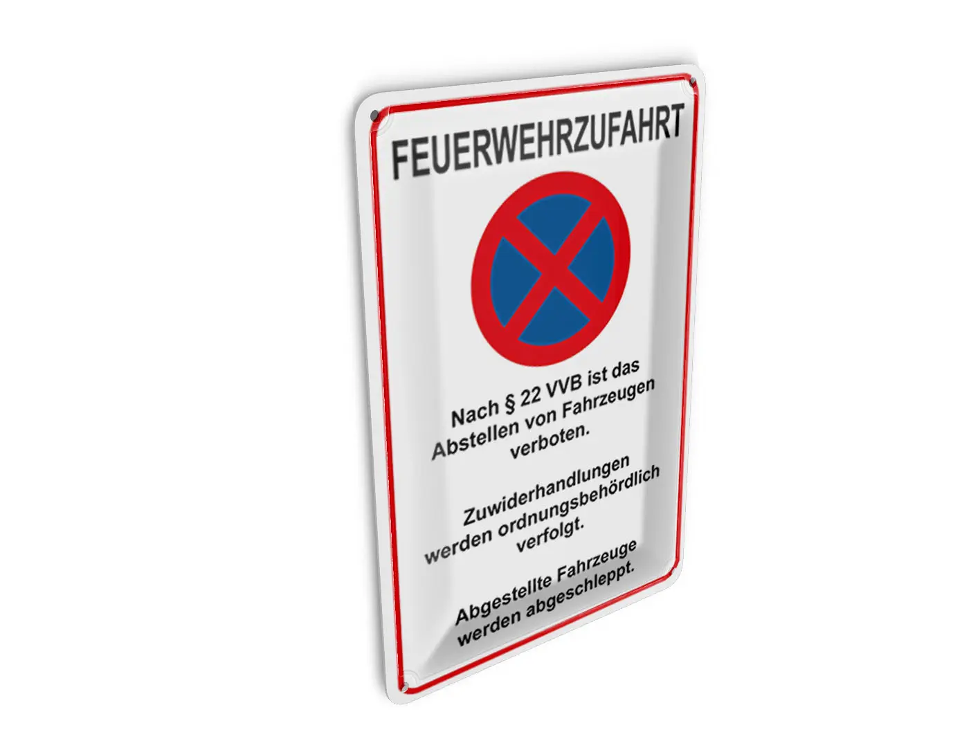 Tin postcard, notice 10x14cm, fire department access according to §22VVB, decorative sign