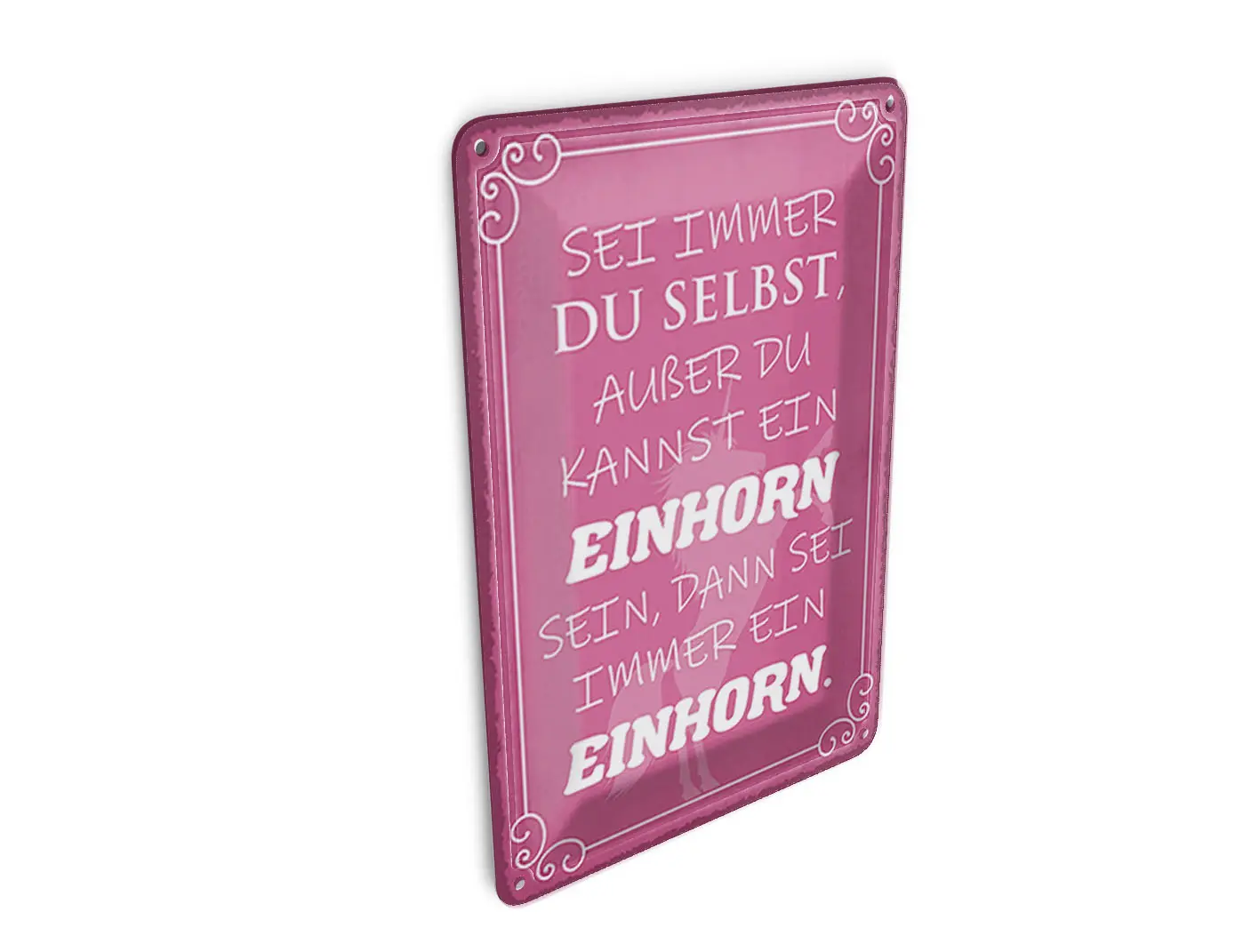 Tin postcard with saying, 10x14 cm, unicorn, always be yourself, decorative sign