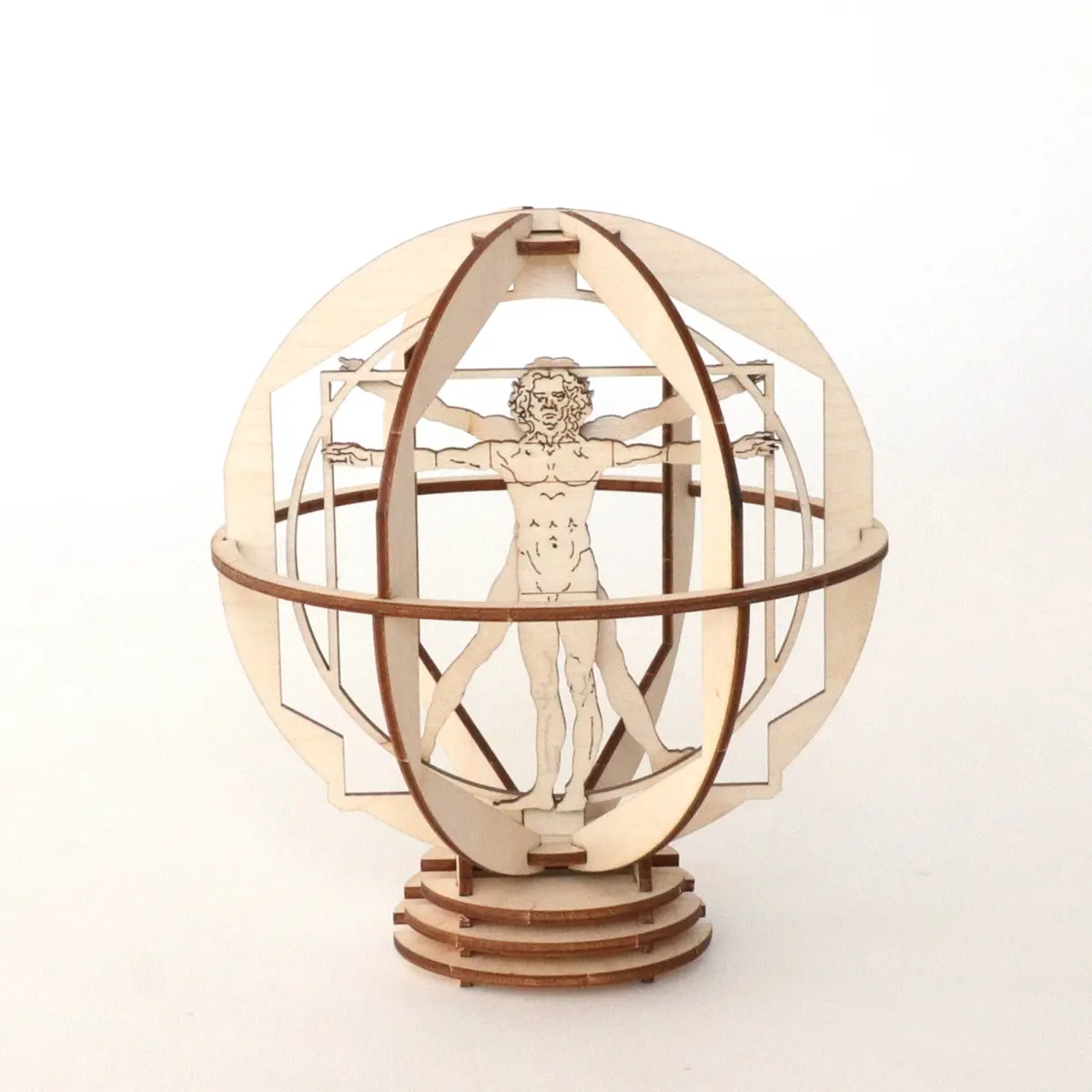 Small Leonardo Rotating Vitruvian - Wooden Gadget to Assemble