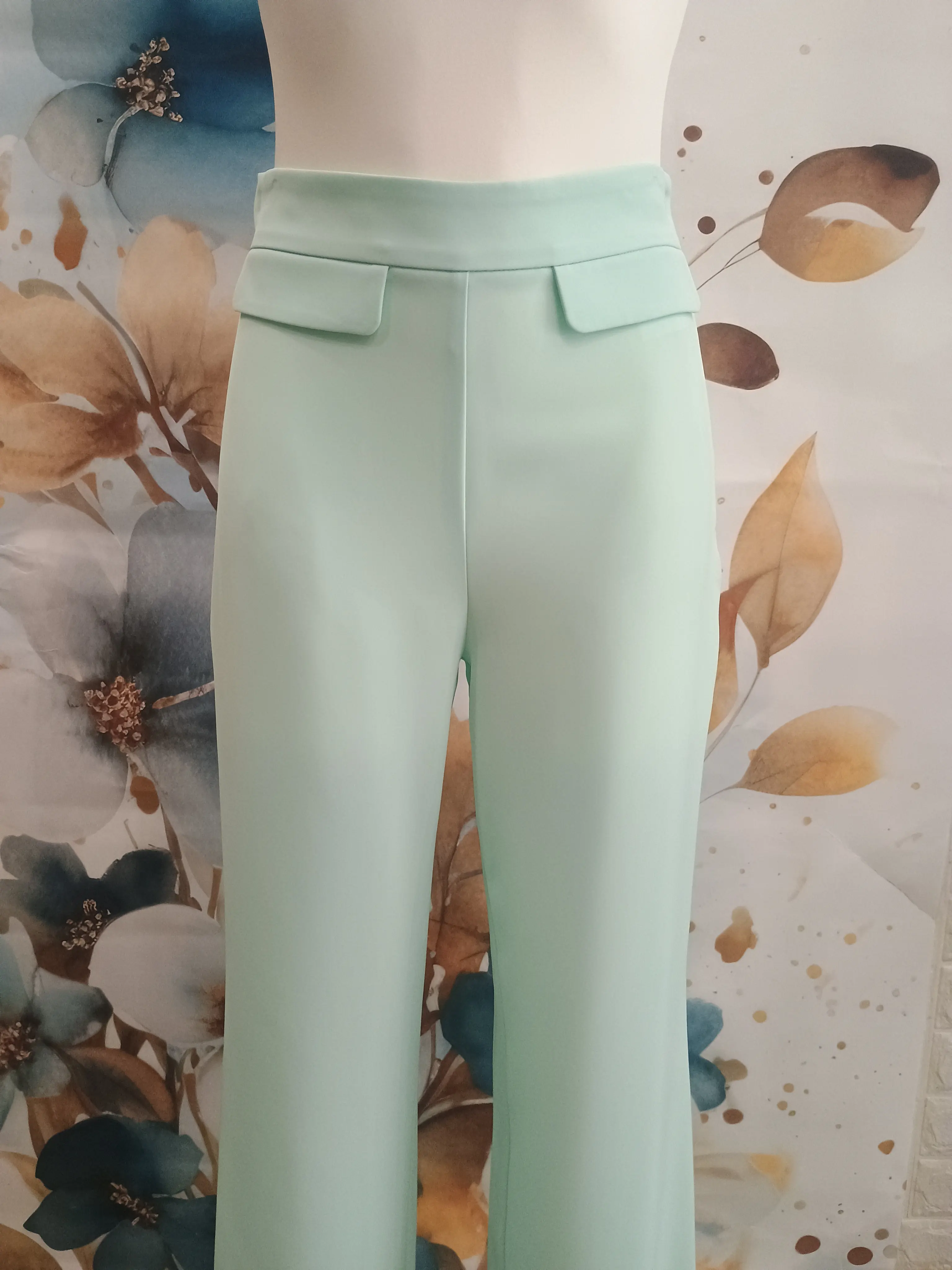 Flowing blueberry trousers in aqua green