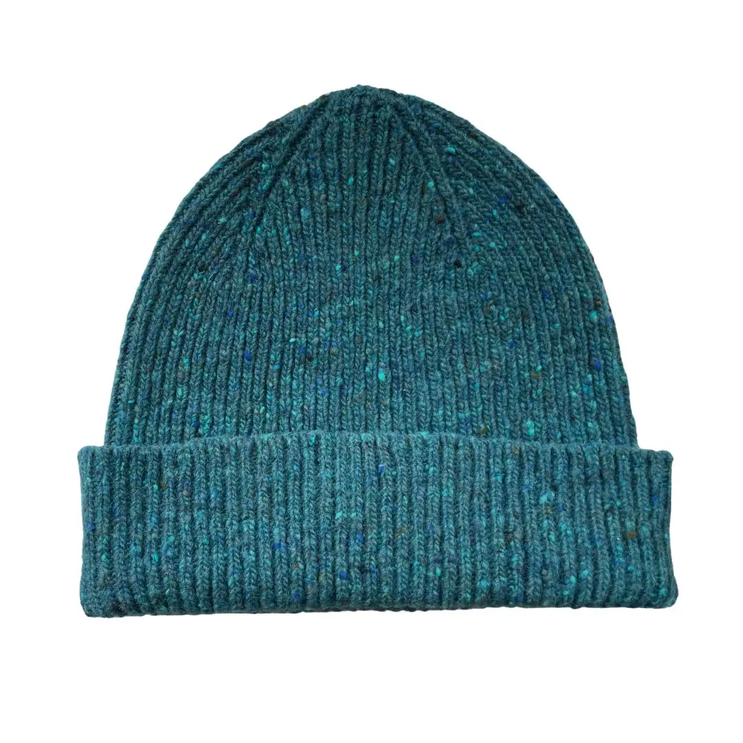 Bonnet authentique en laine du Donegal | Tricot côtelé épais unisexe | Fabriqué en Écosse