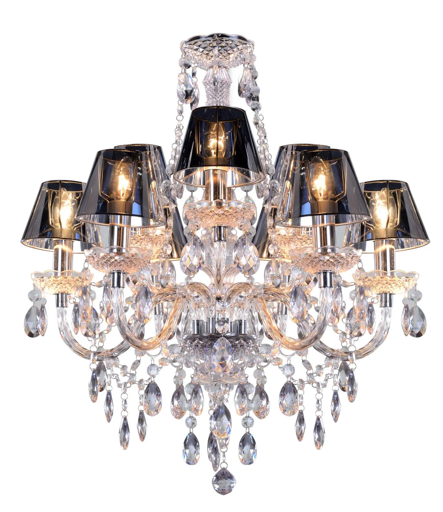 Romeo 6T Transparent Chandelier with Chrome Shades * EU ONLY