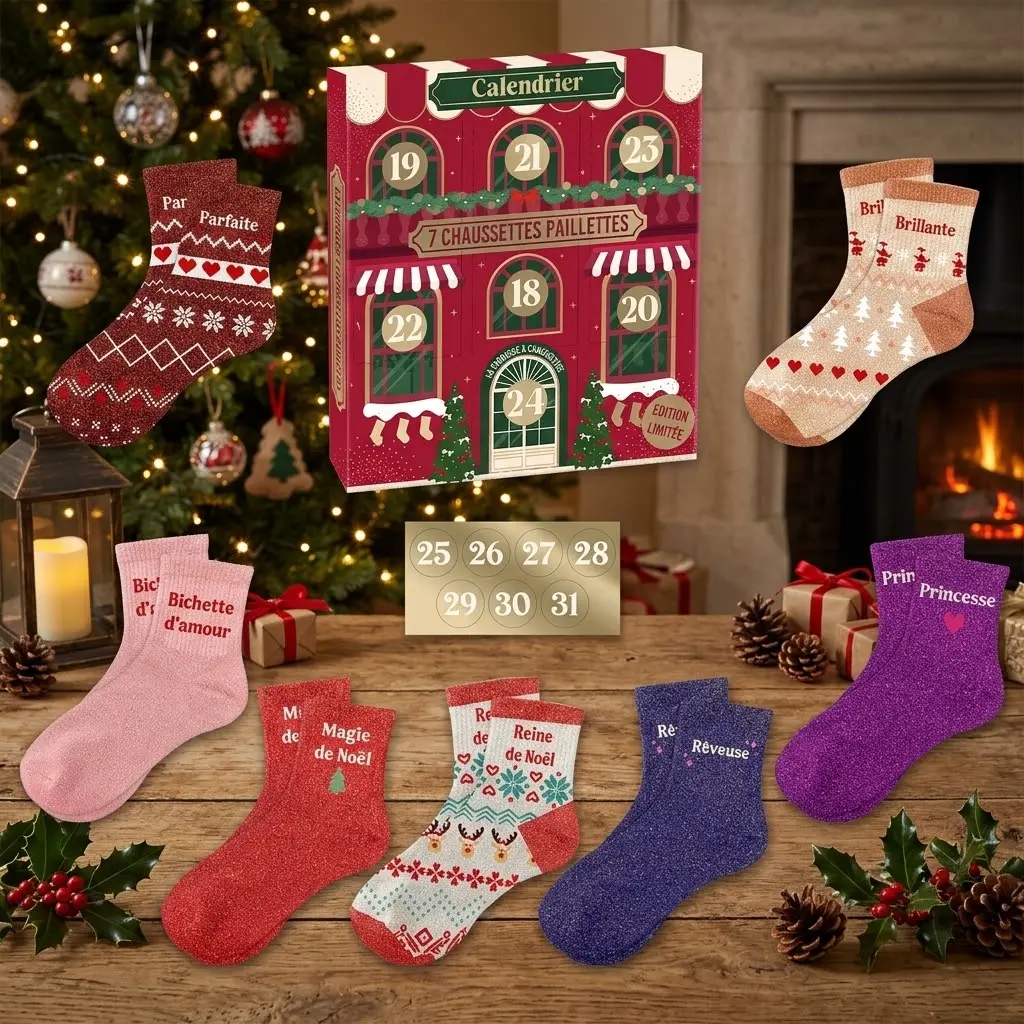 CHRISTMAS CALENDAR SEQUINY SOCKS.