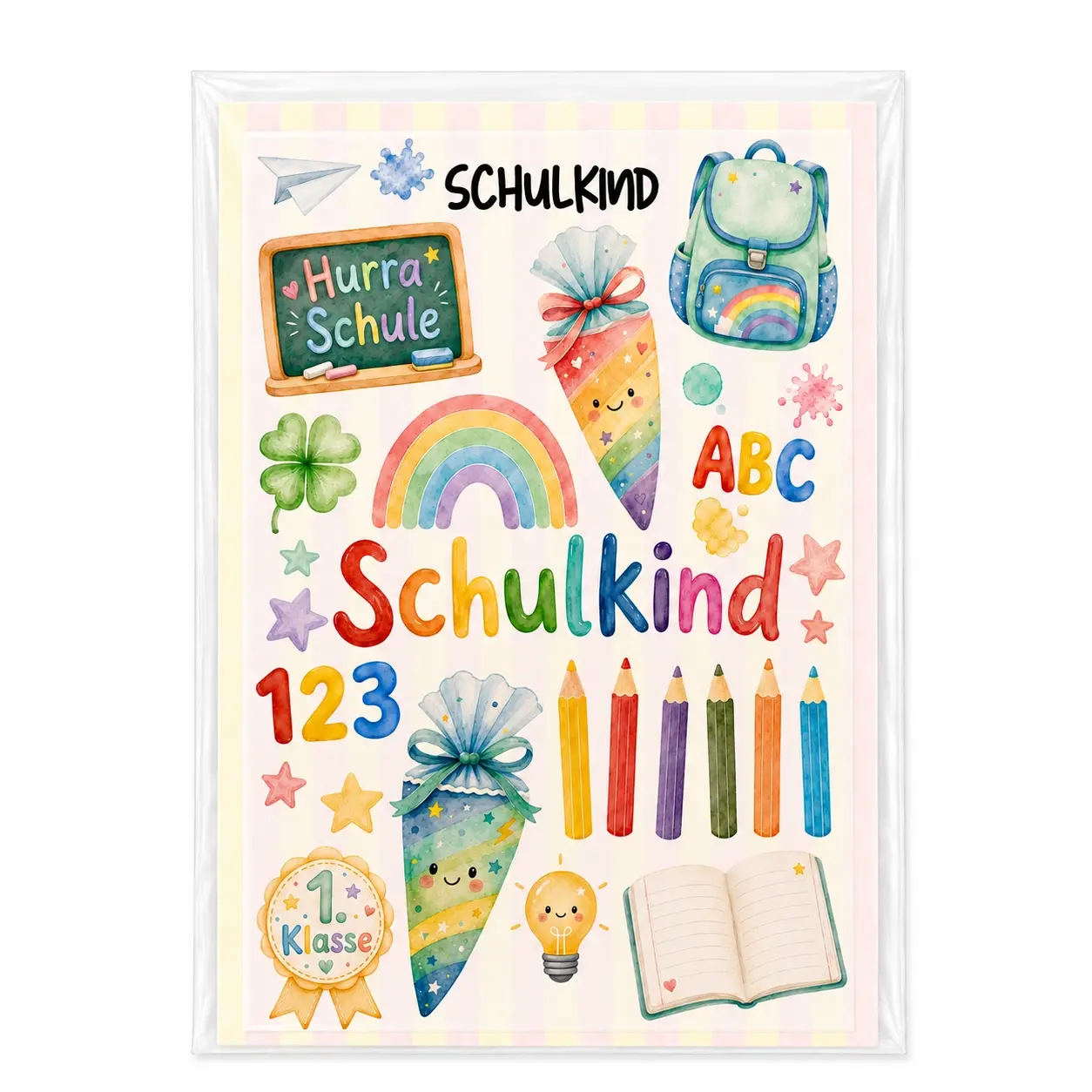 Iron-on transfer set "First day of school" for the start of the school year (DIN A5)