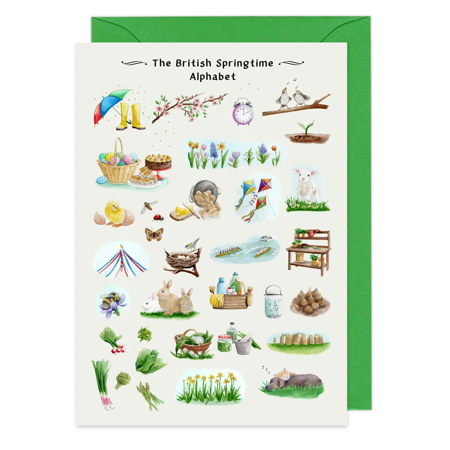The British Springtime Alphabet Greeting Card