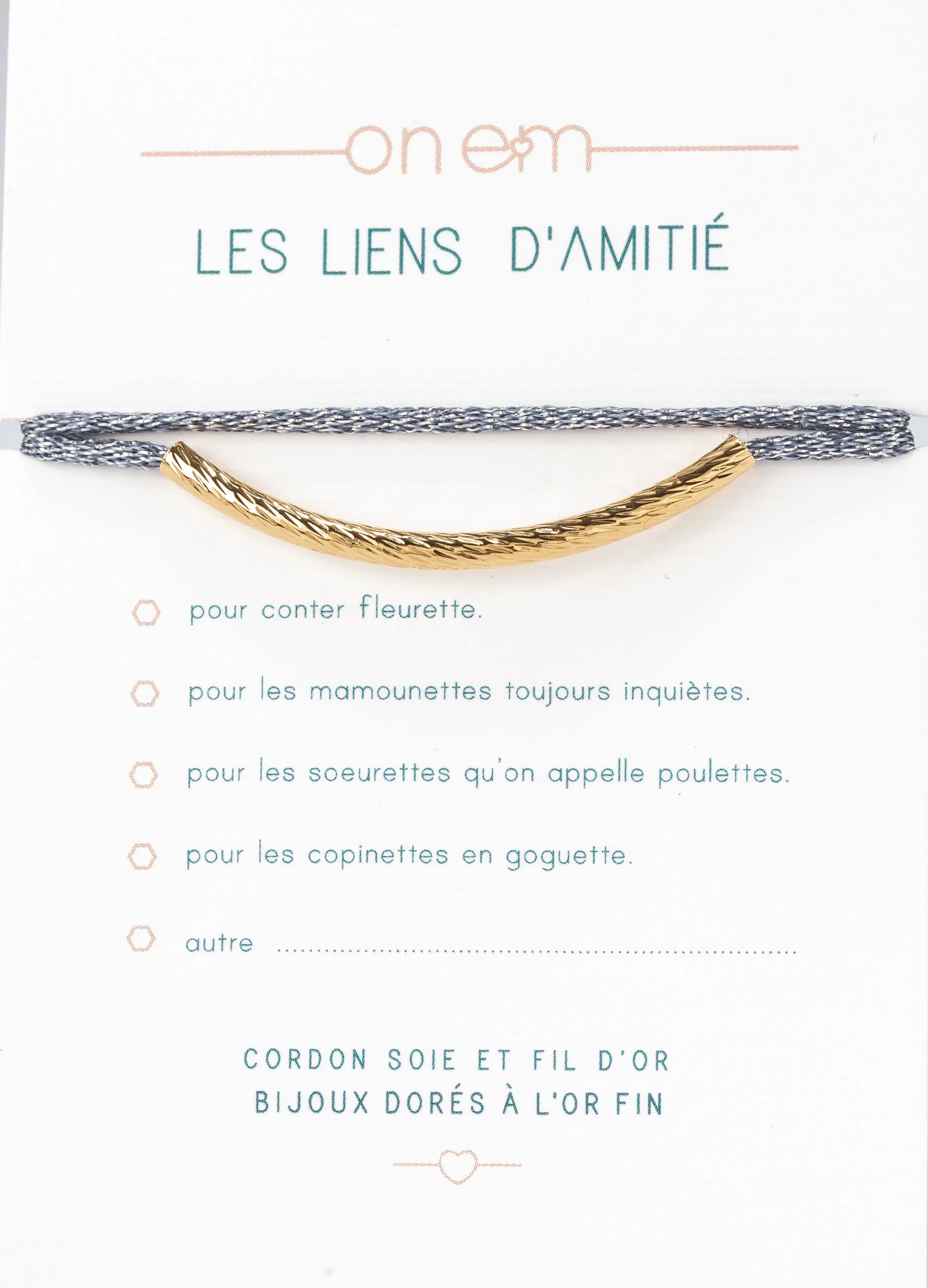 Lien d'amitié - Modèle tube strié - couleur Rose poudré