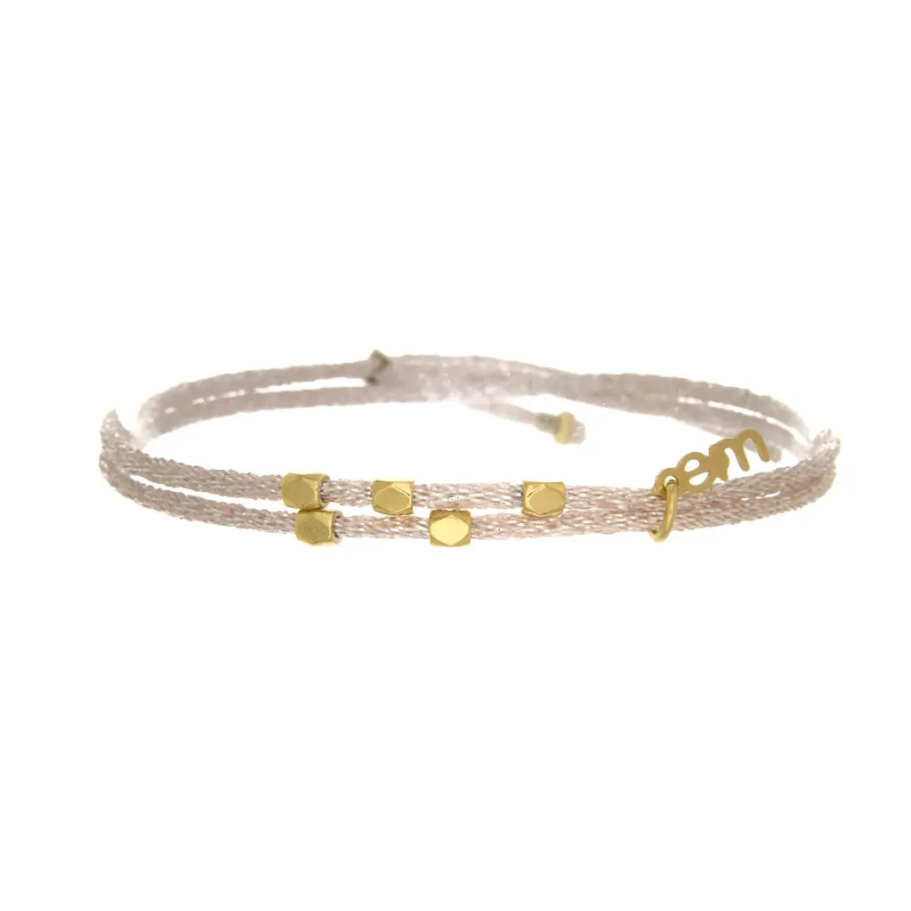 Lien d'amitié - Modèle Perles facettées - couleur Rose poudré