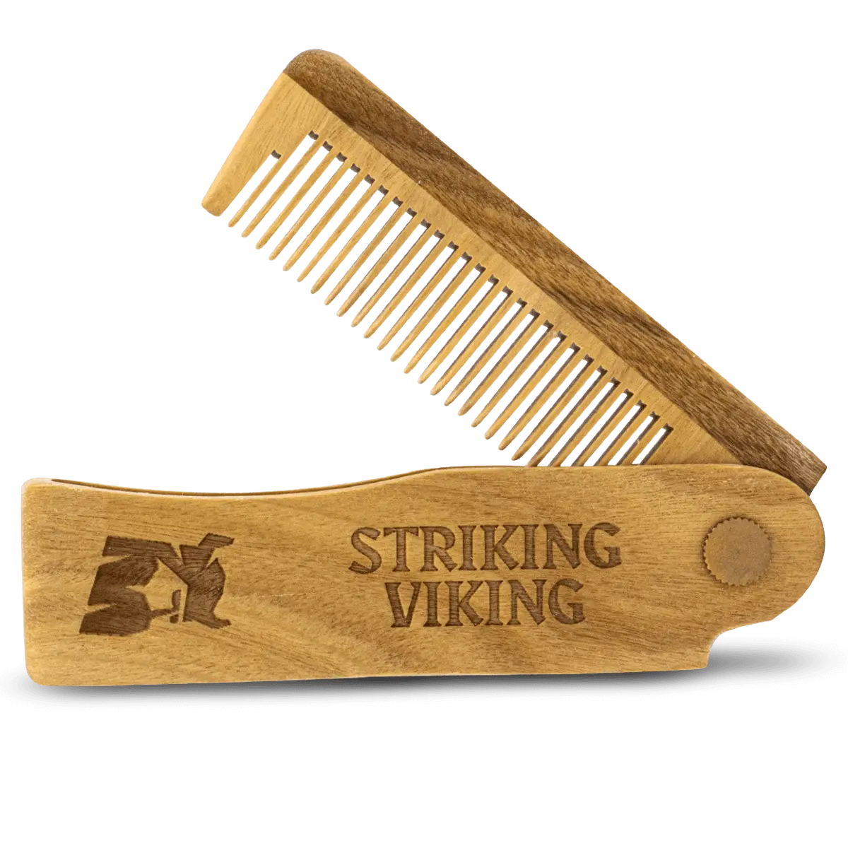 Elegante pettine pieghevole vichingo | Pettine tascabile in legno di sandalo per barba e capelli da uomo