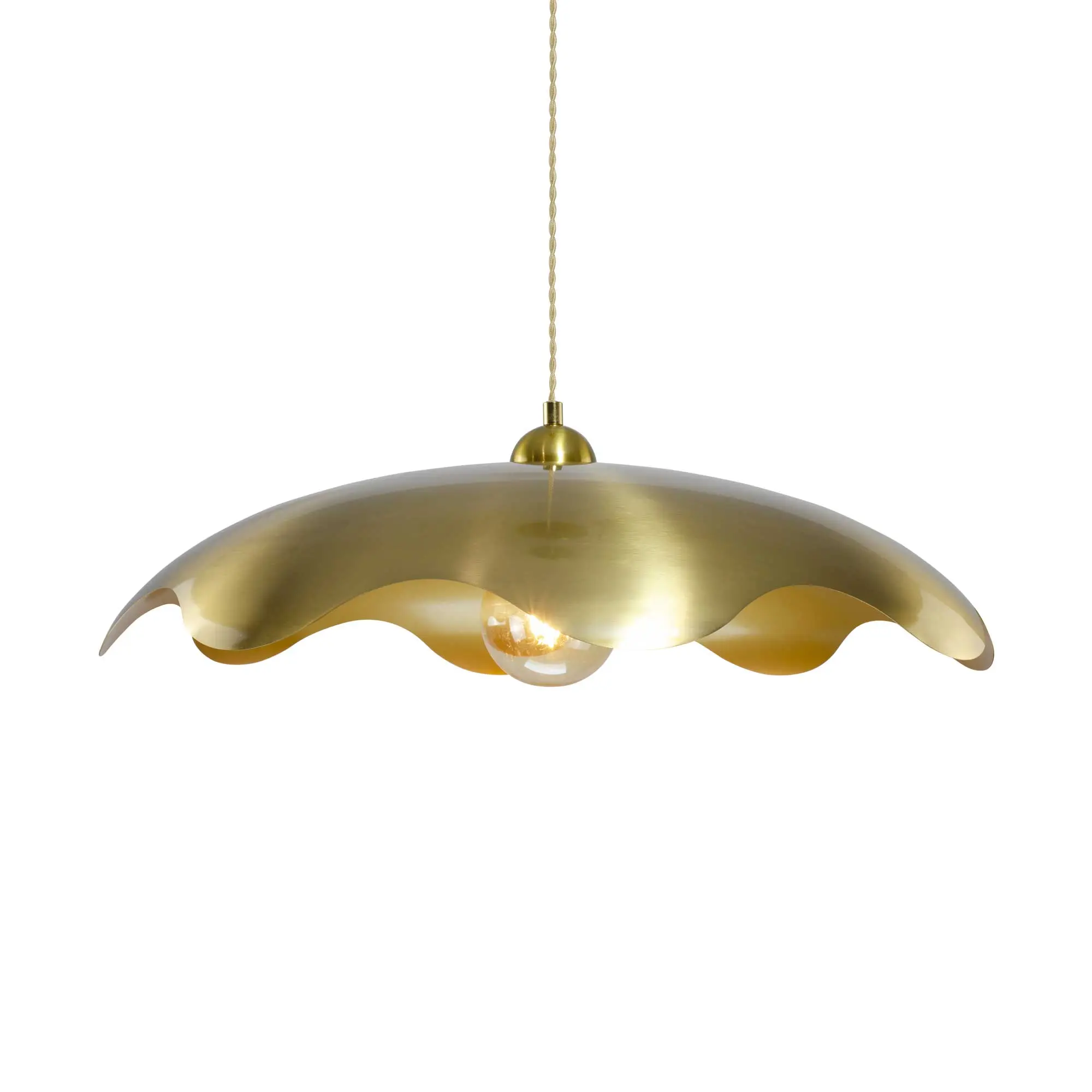 Doreva GM Gold Metal Pendant Light with Twisted Fabric Cord