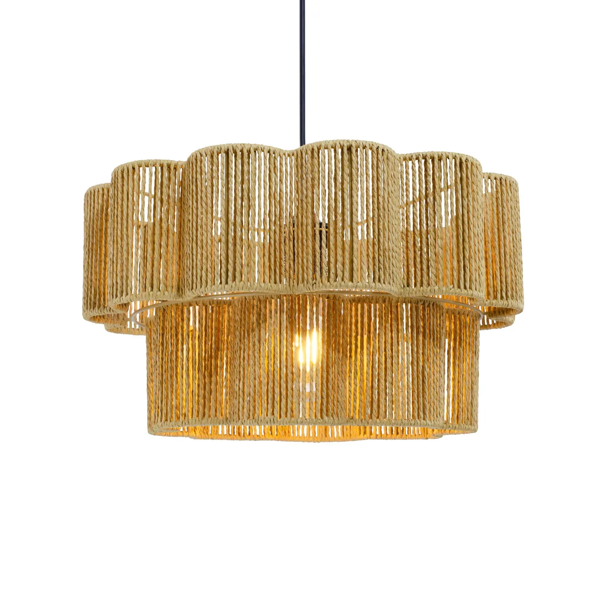 Amicia double-tier paper rope pendant light