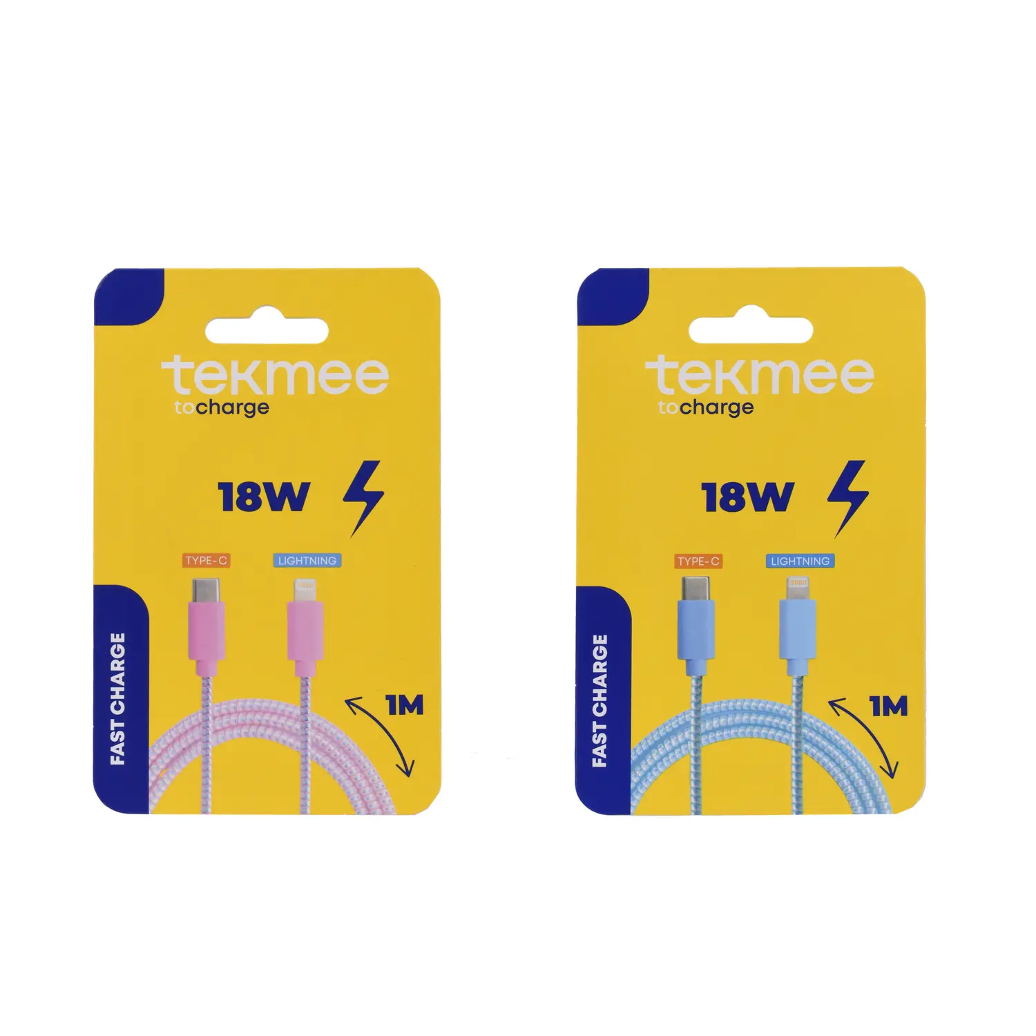 Tekmee 18W Blue/Pink Laser Effect USB-C to Lightning Cable – 1 m