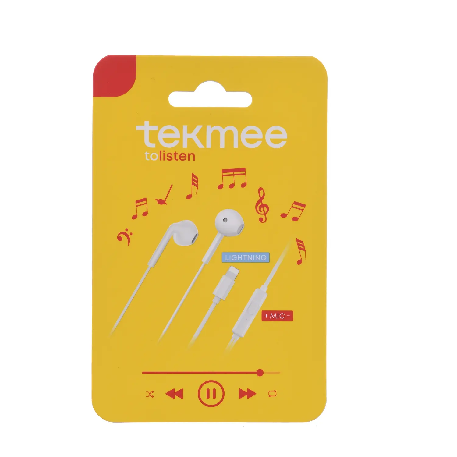 Tekmee Lightning Stereo Headphones with Microphone – White