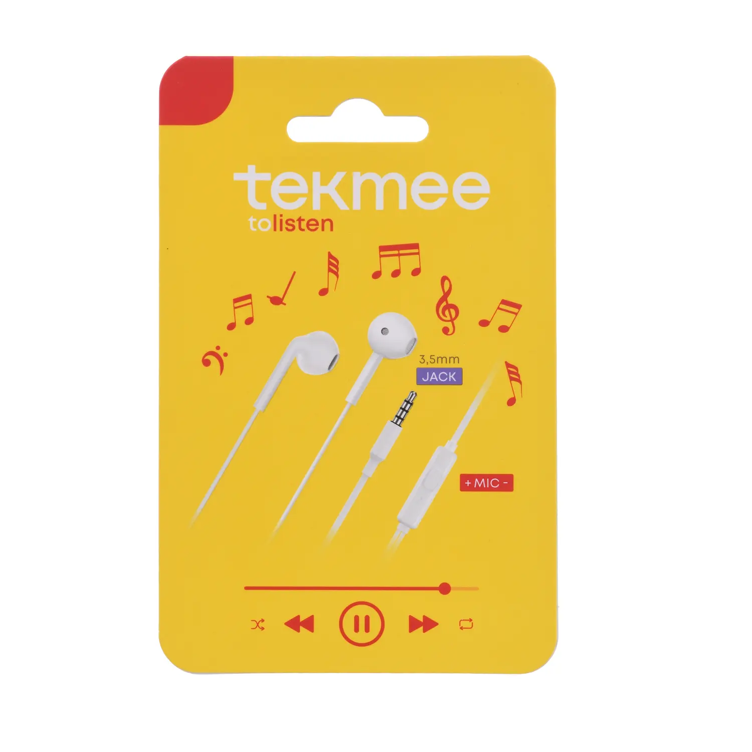 Tekmee 3.5mm Stereo Headphones with Microphone – White