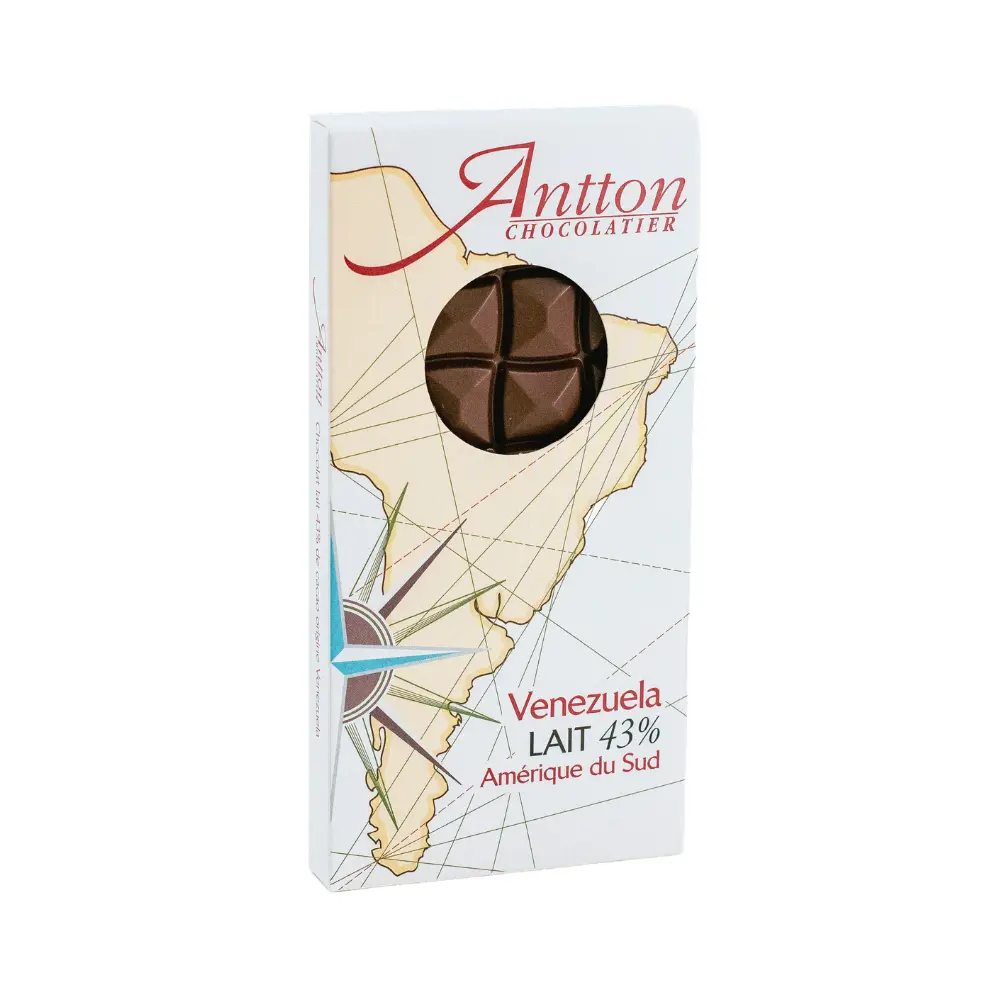 Venezuelan origin chocolate bar, 43% milk chocolate, 80g