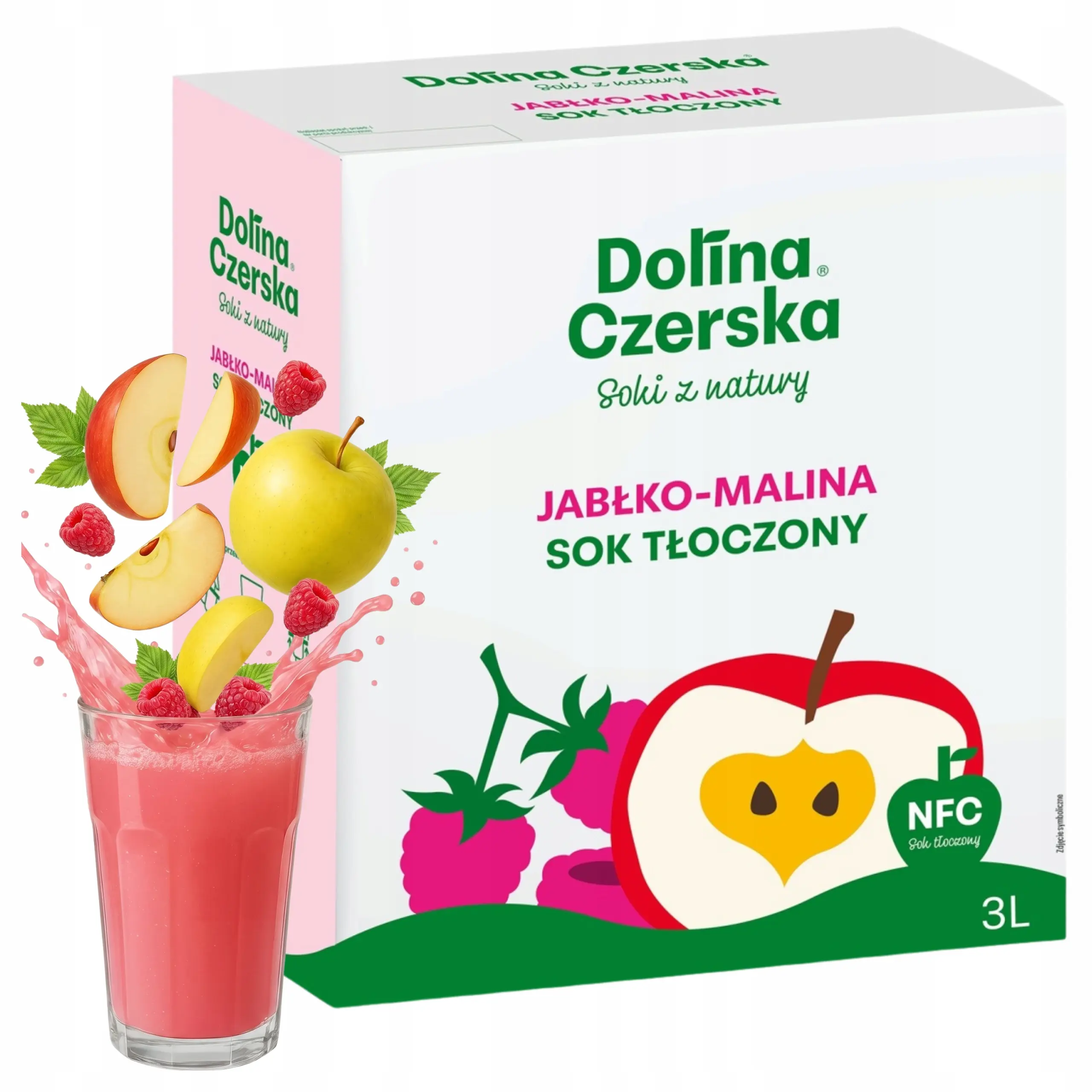Jus de pomme et de framboise NFC 100 % – Pressé à froid, 3 L