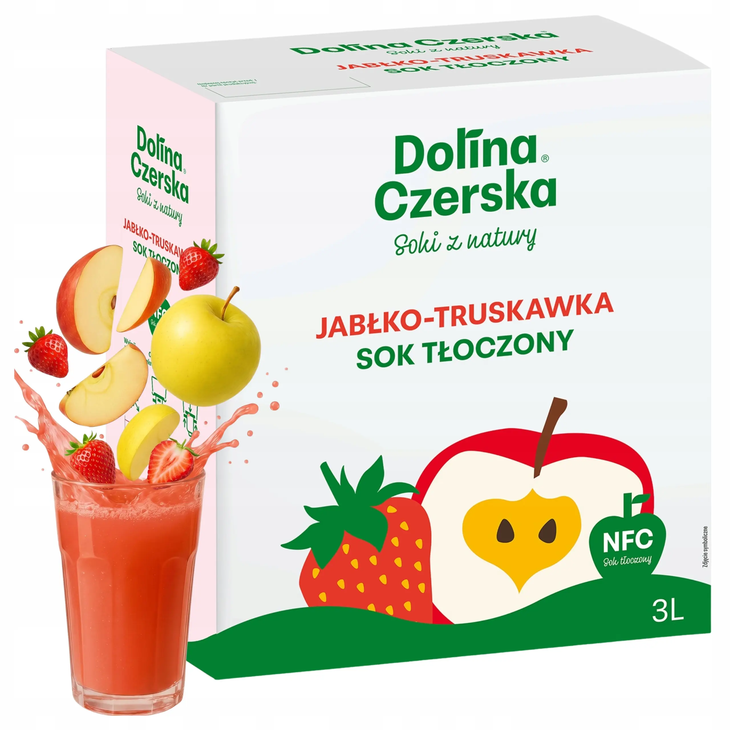 Jus de pomme et de fraise NFC 100 % – Pressé à froid, 3 L